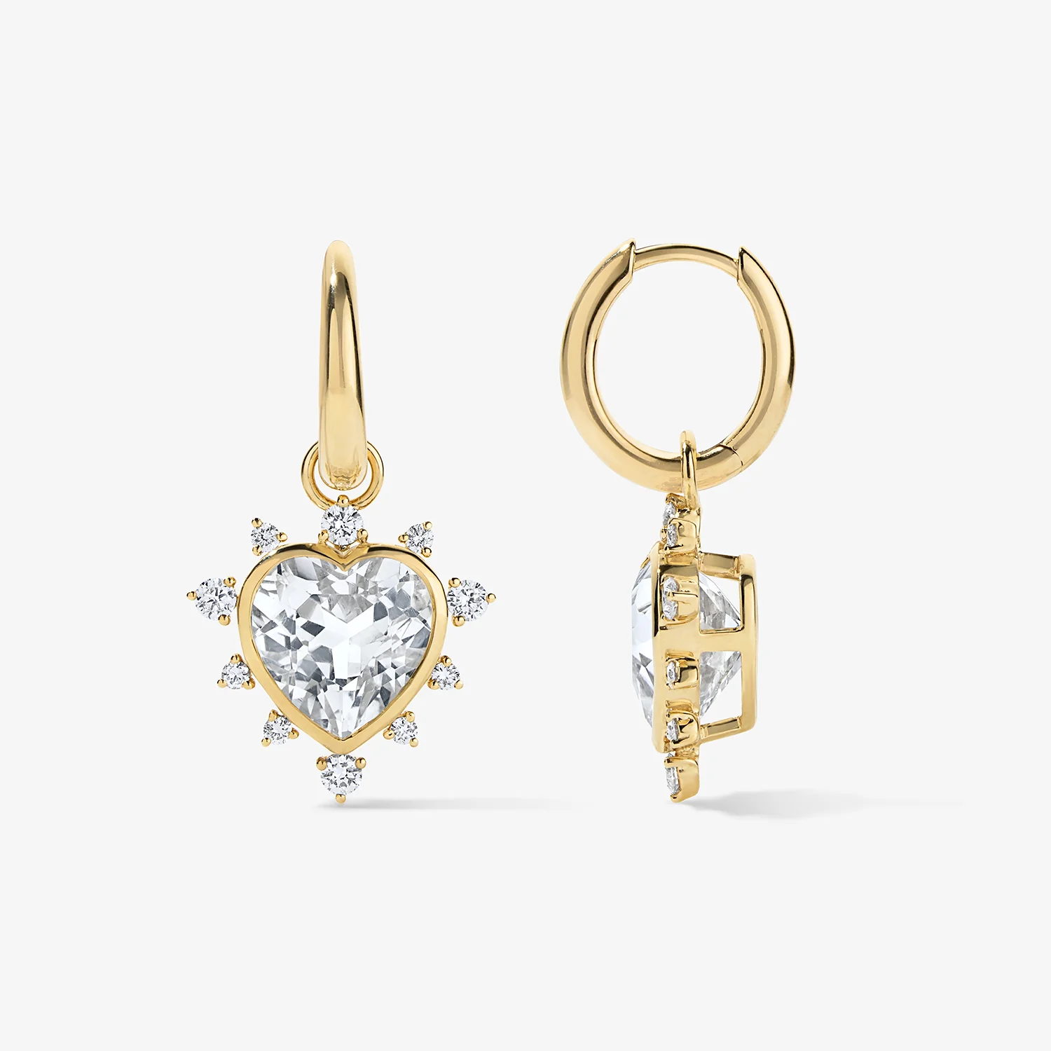 Grace Heart Drop Huggie with Diamond Halo - Image 2