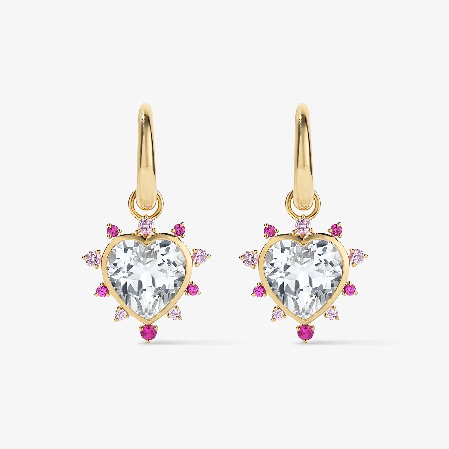Grace Heart Drop Huggie with Pink Sapphire Halo - Image 2