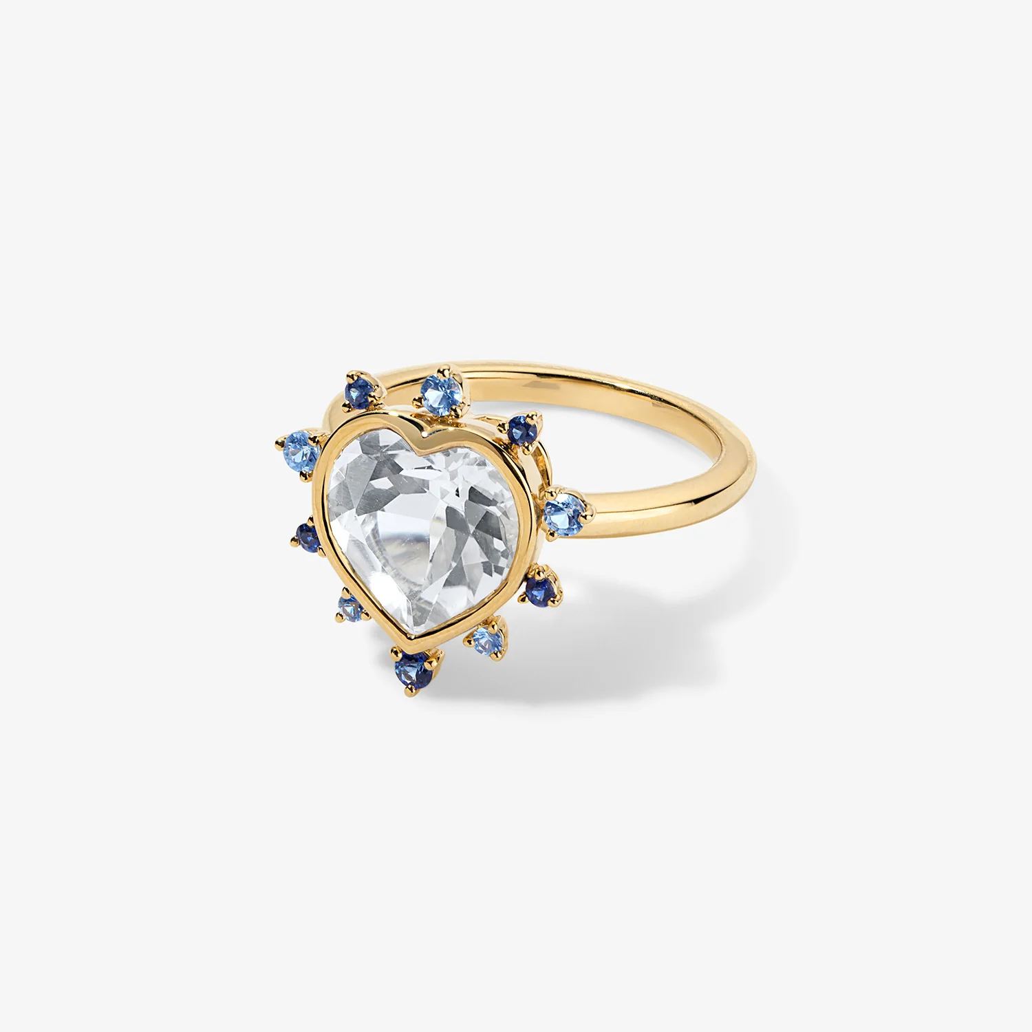 Grace Heart Ring with Blue Sapphire Halo - Image 2
