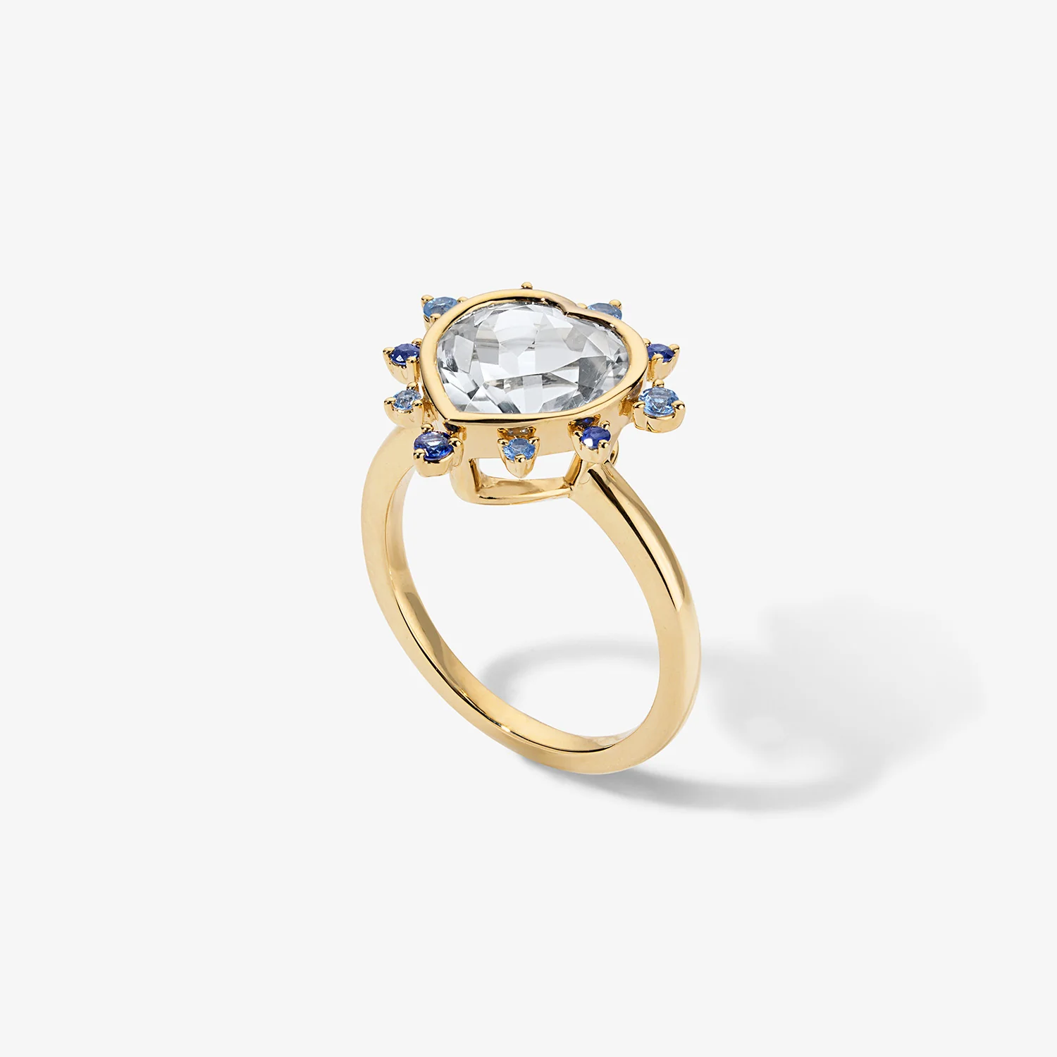 Grace Heart Ring with Blue Sapphire Halo - Image 3