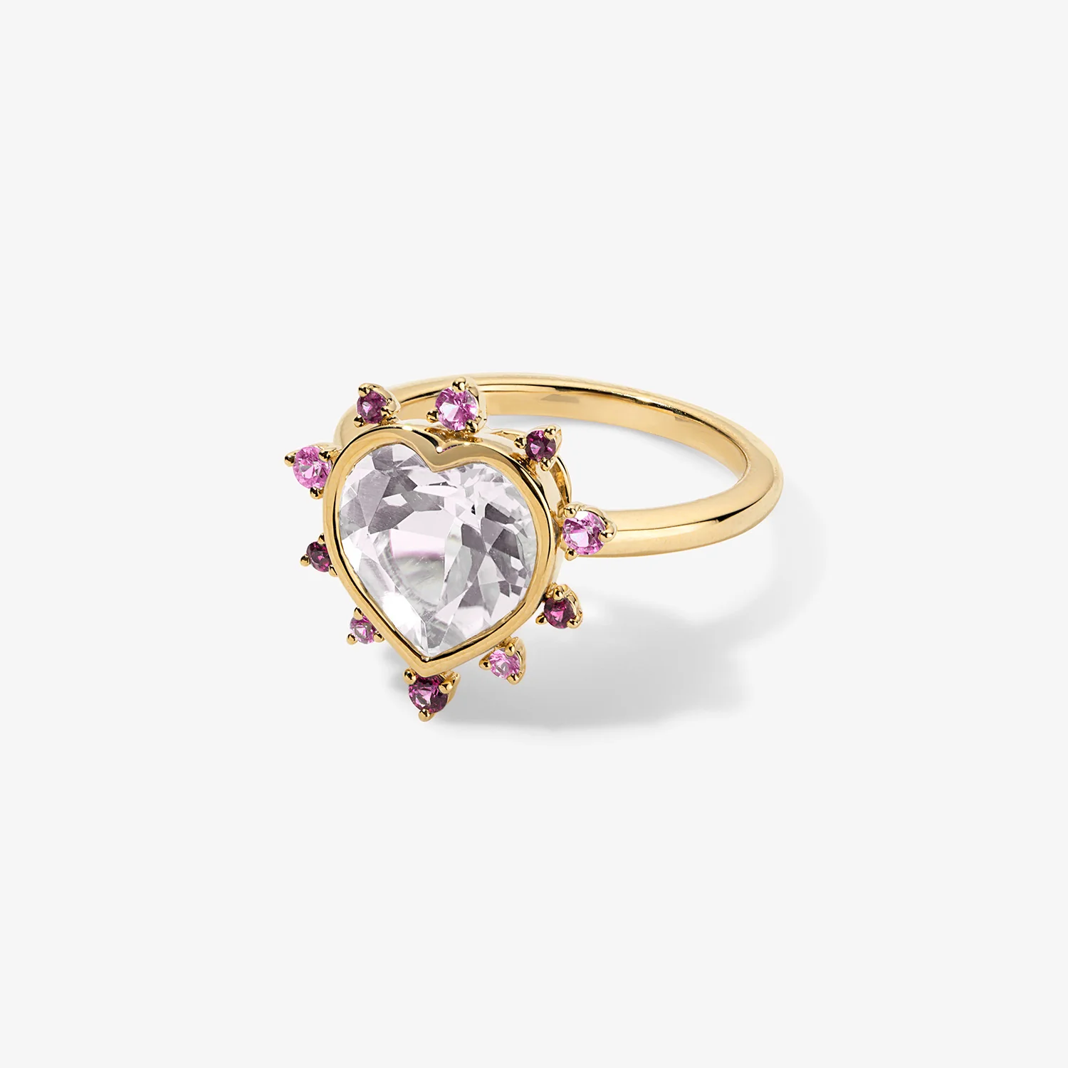 Grace Heart Ring with Pink Sapphire Halo - Image 2