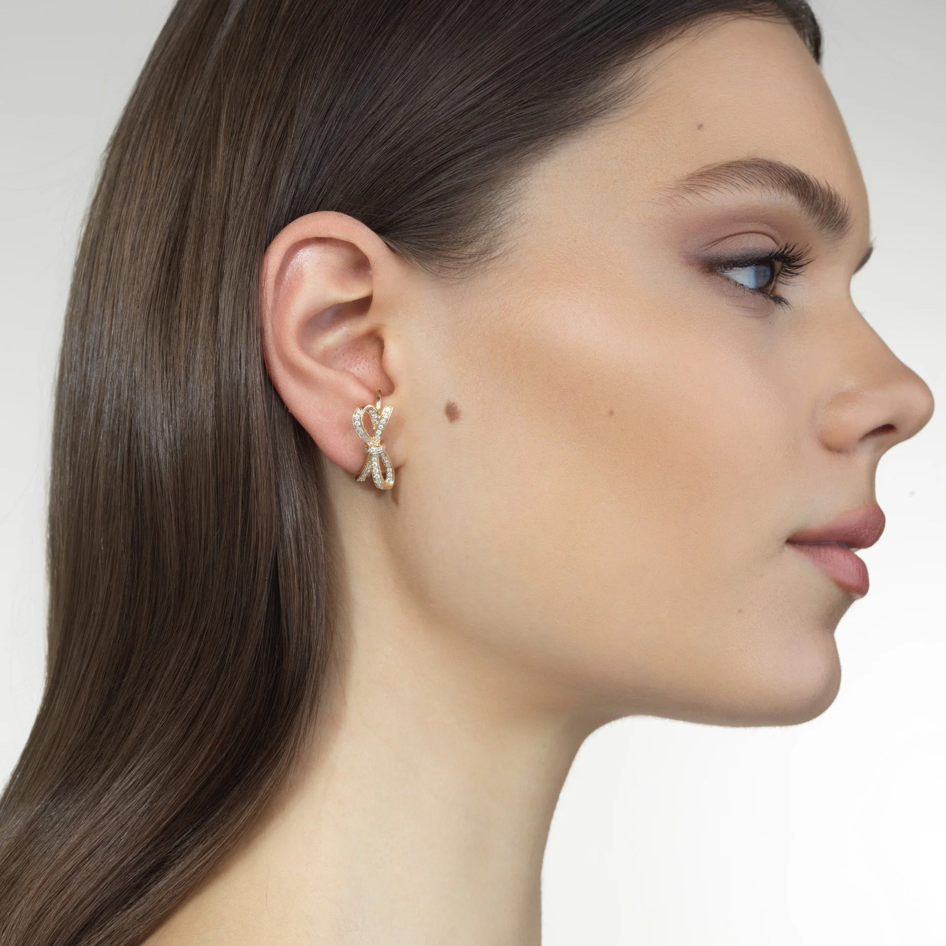 Grace Pave Bow Huggie Studs - Image 4