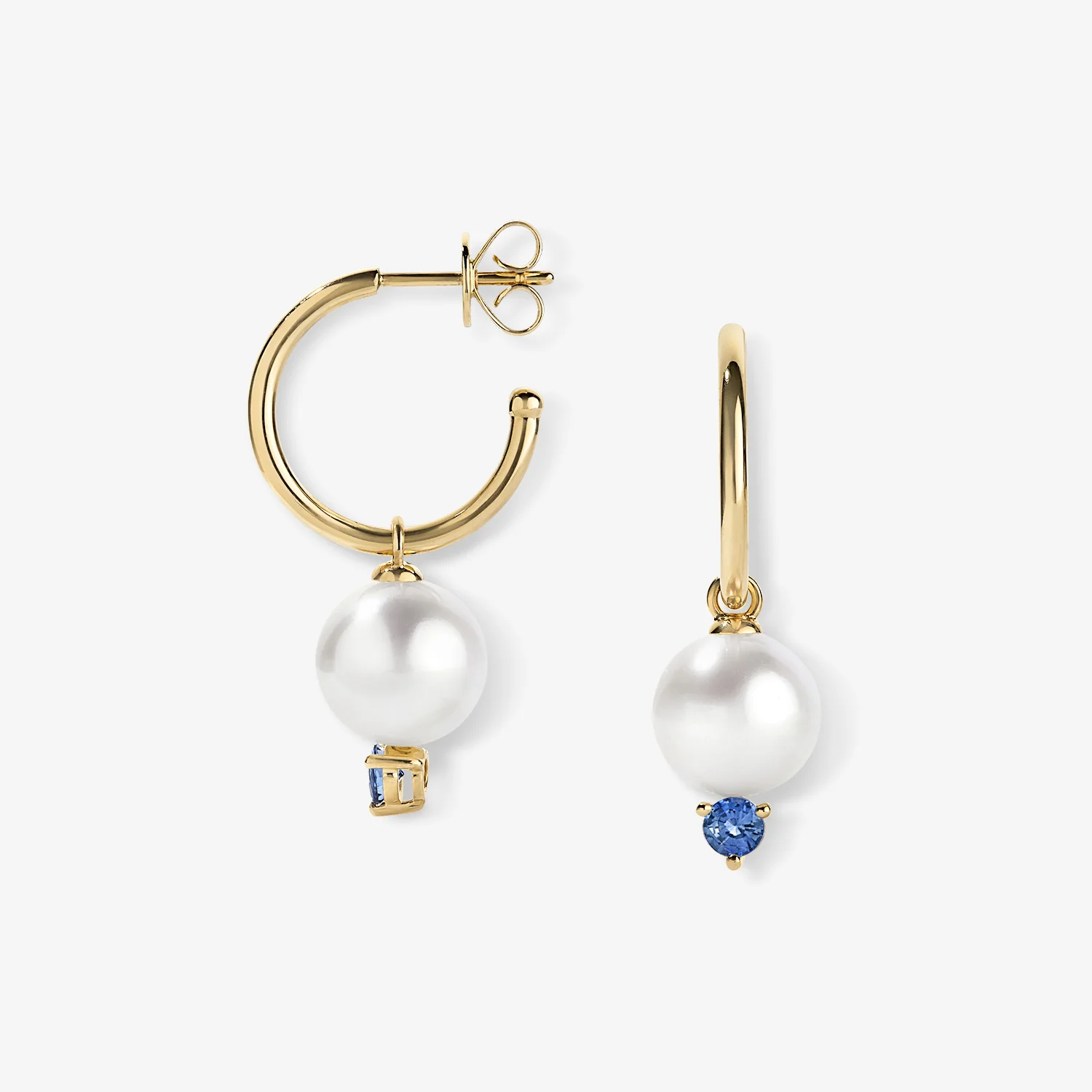 Grace Pearl and Blue Sapphire Hoop Earrings