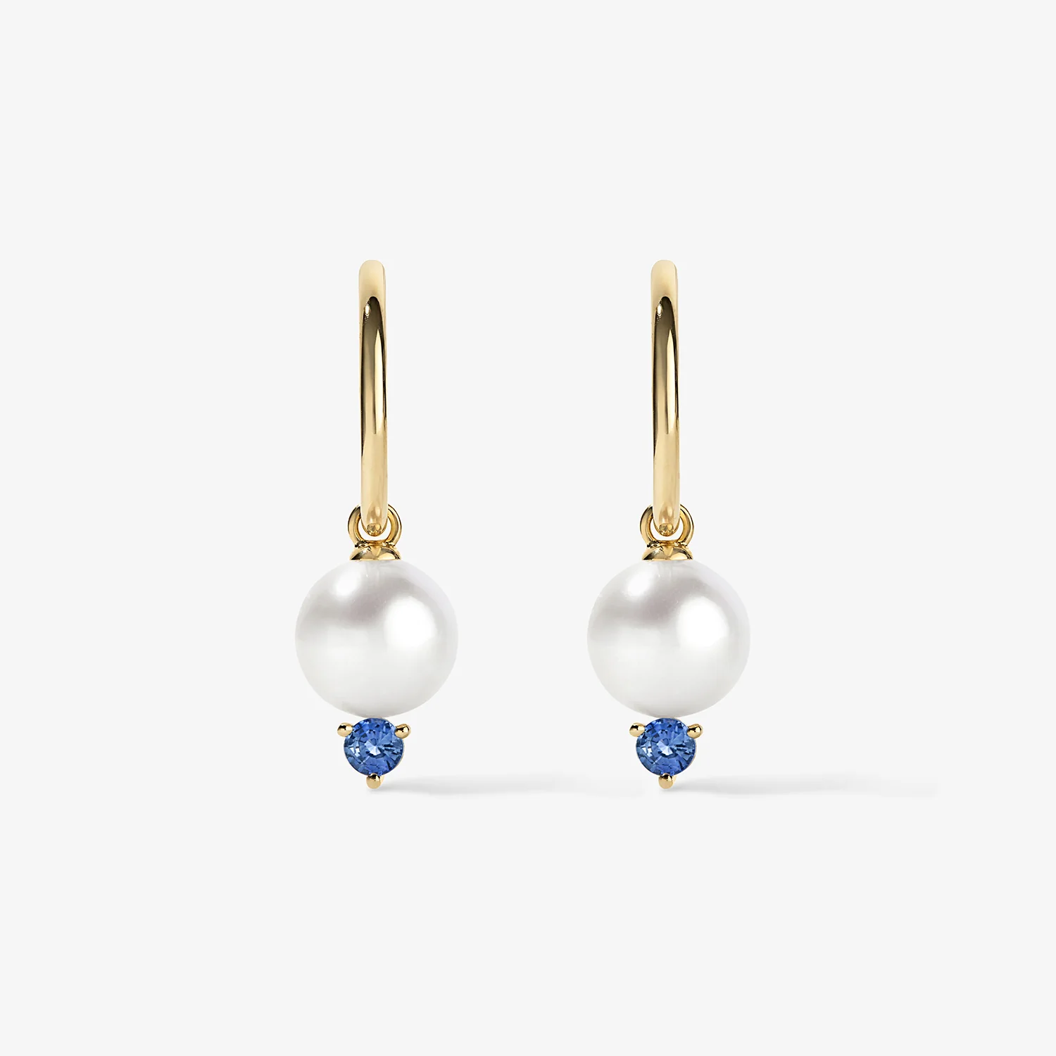 Grace Pearl and Blue Sapphire Hoop Earrings - Image 2