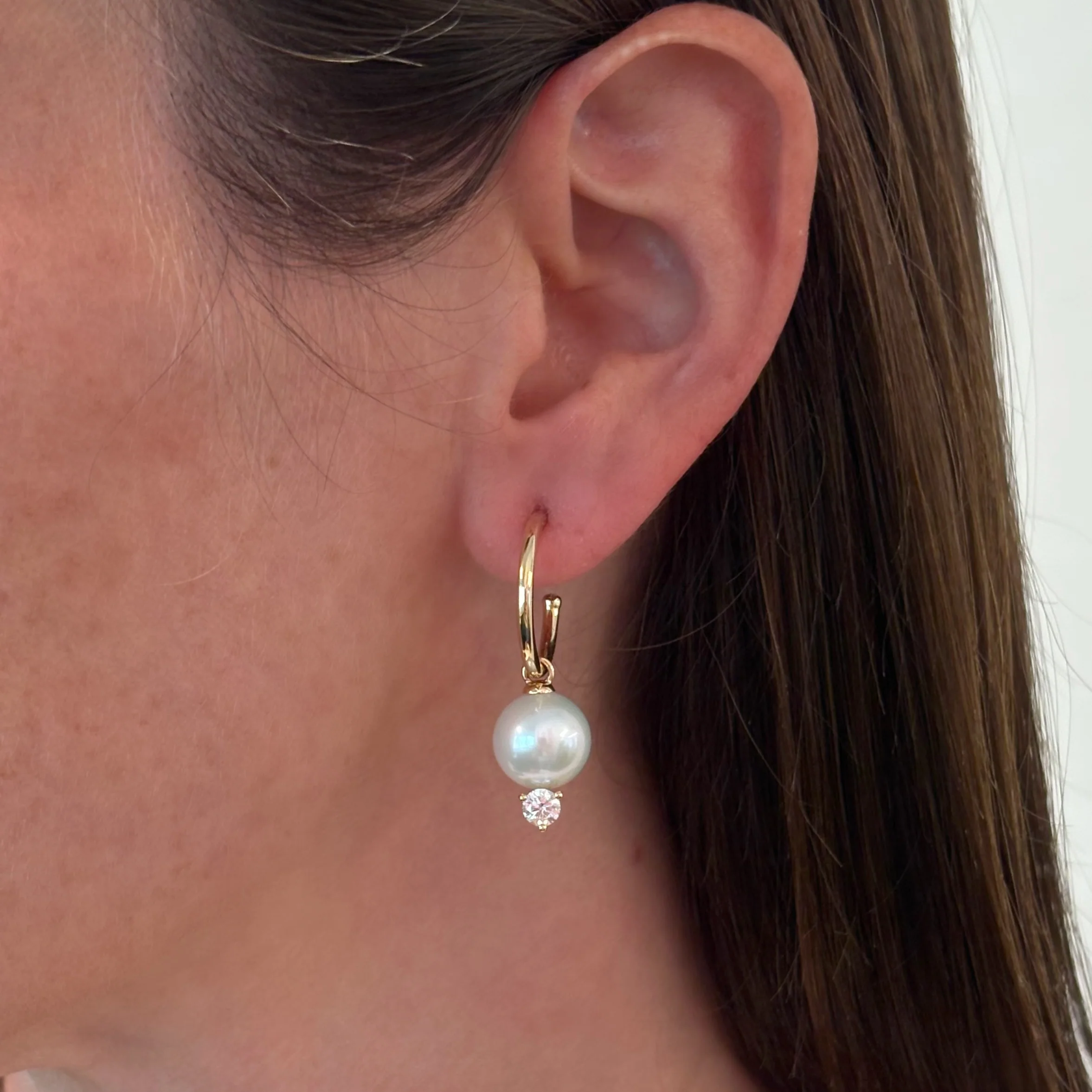 Grace Pearl and Diamond Hoop Earrings - Image 4