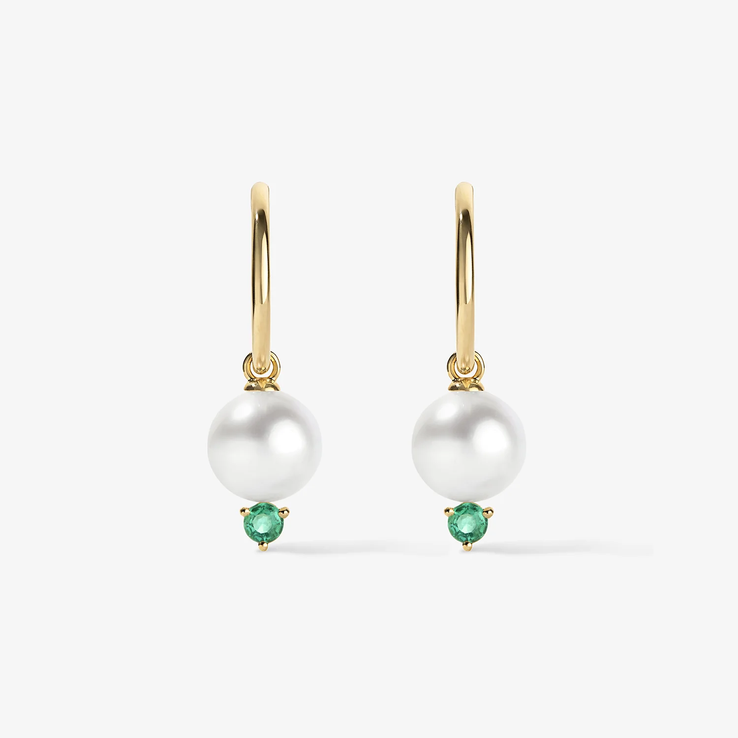 Grace Pearl and Emerald Hoop Earrings