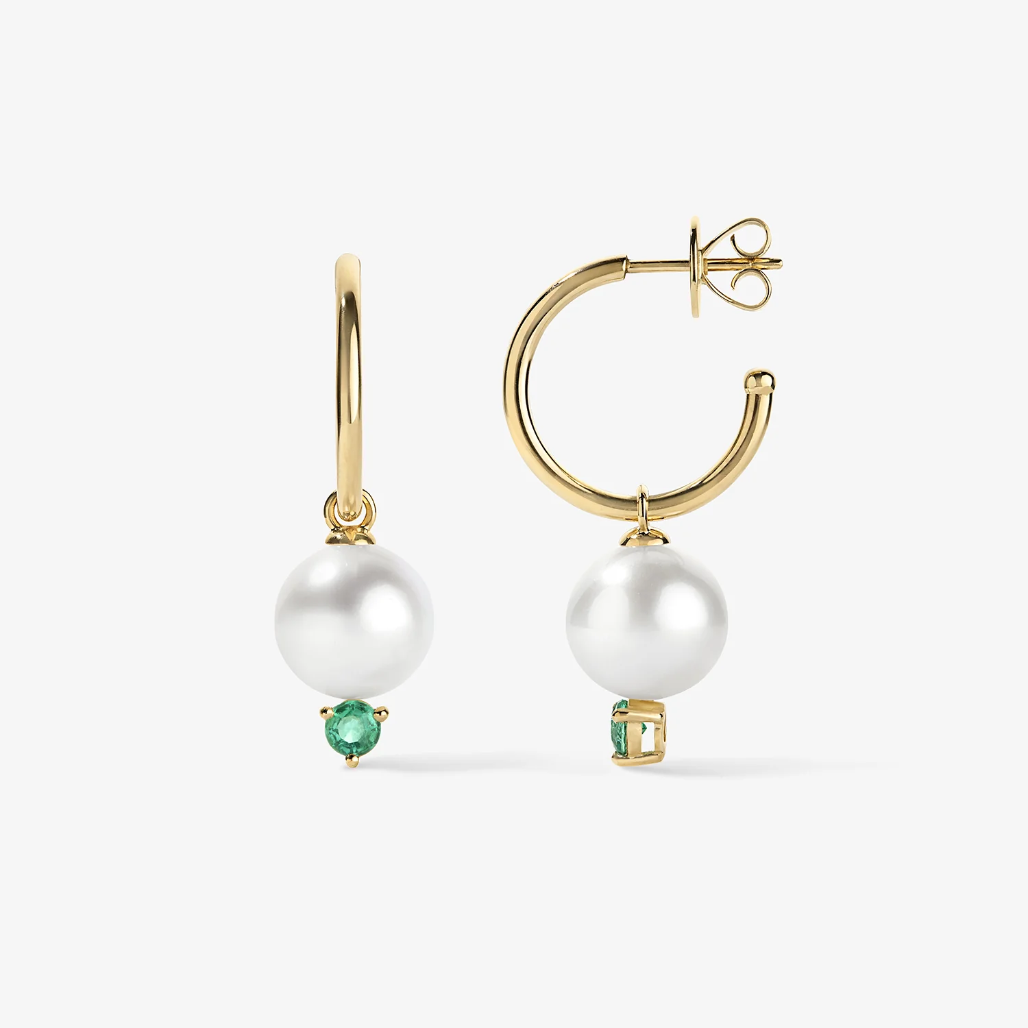 Grace Pearl and Emerald Hoop Earrings - Image 2