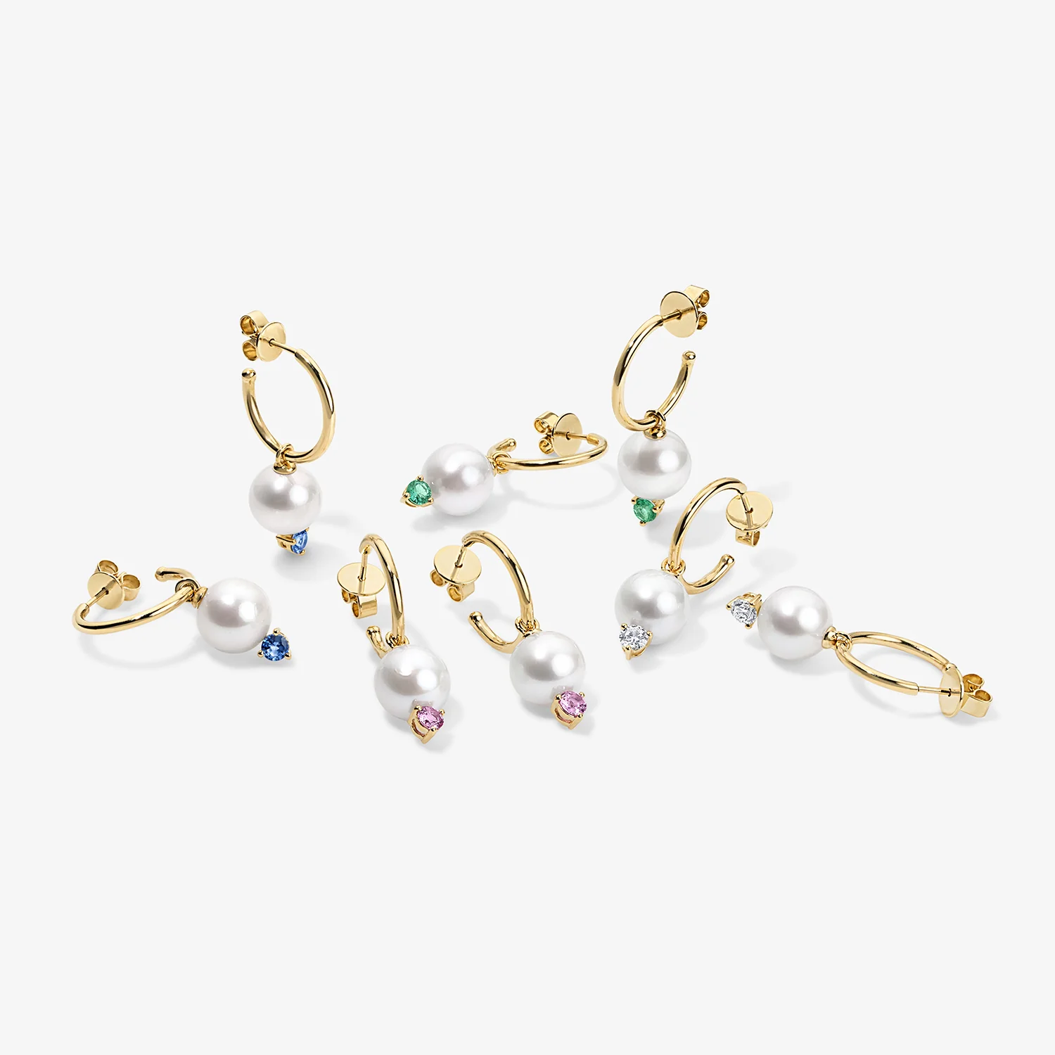 Grace Pearl and Blue Sapphire Hoop Earrings - Image 3