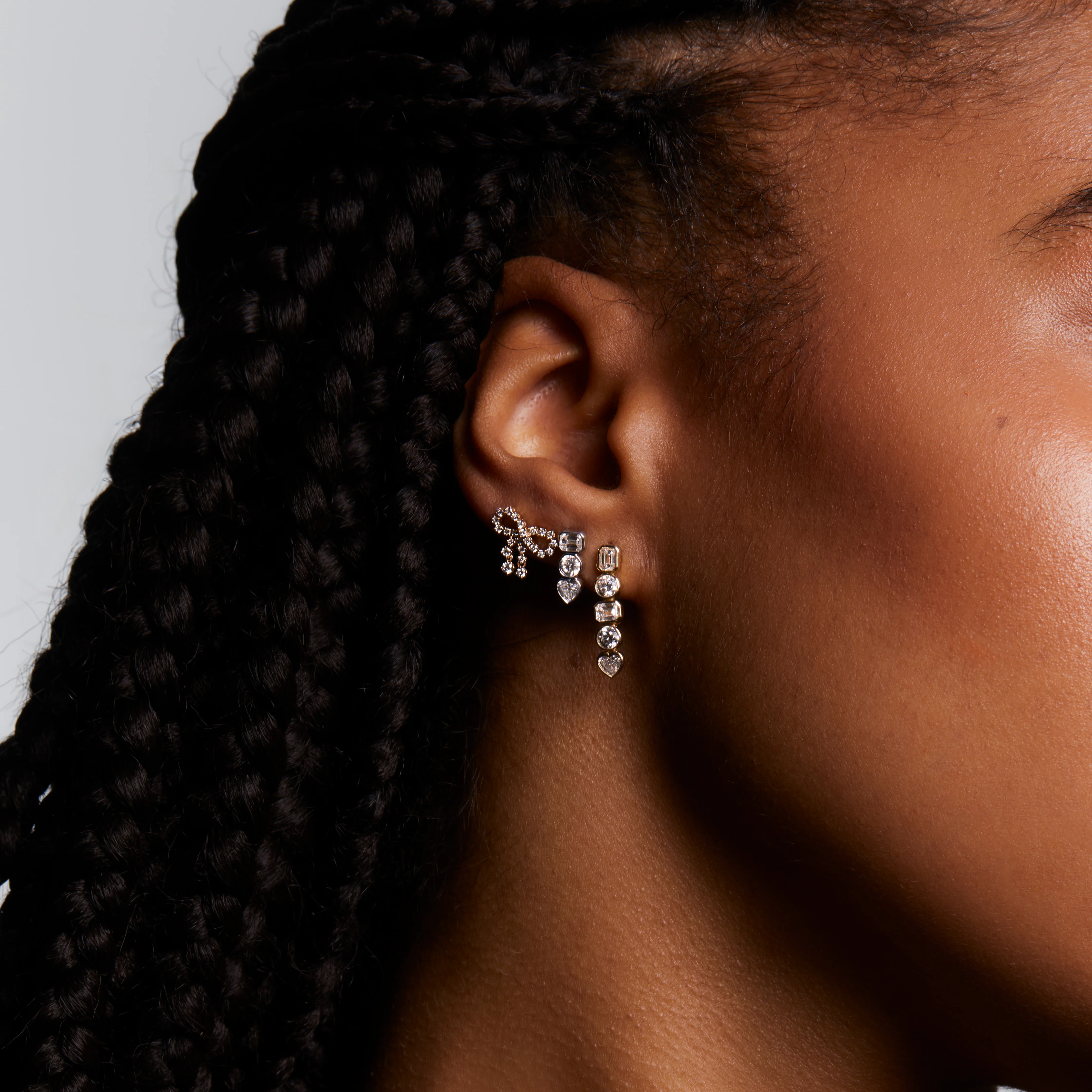 Grace Petite Diamond Bow Earrings - Image 4