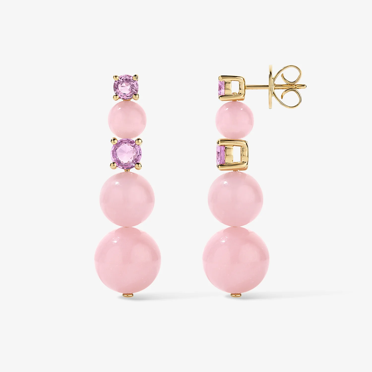 Grace Pink Opal Graduated Drop Earrings - Image 2