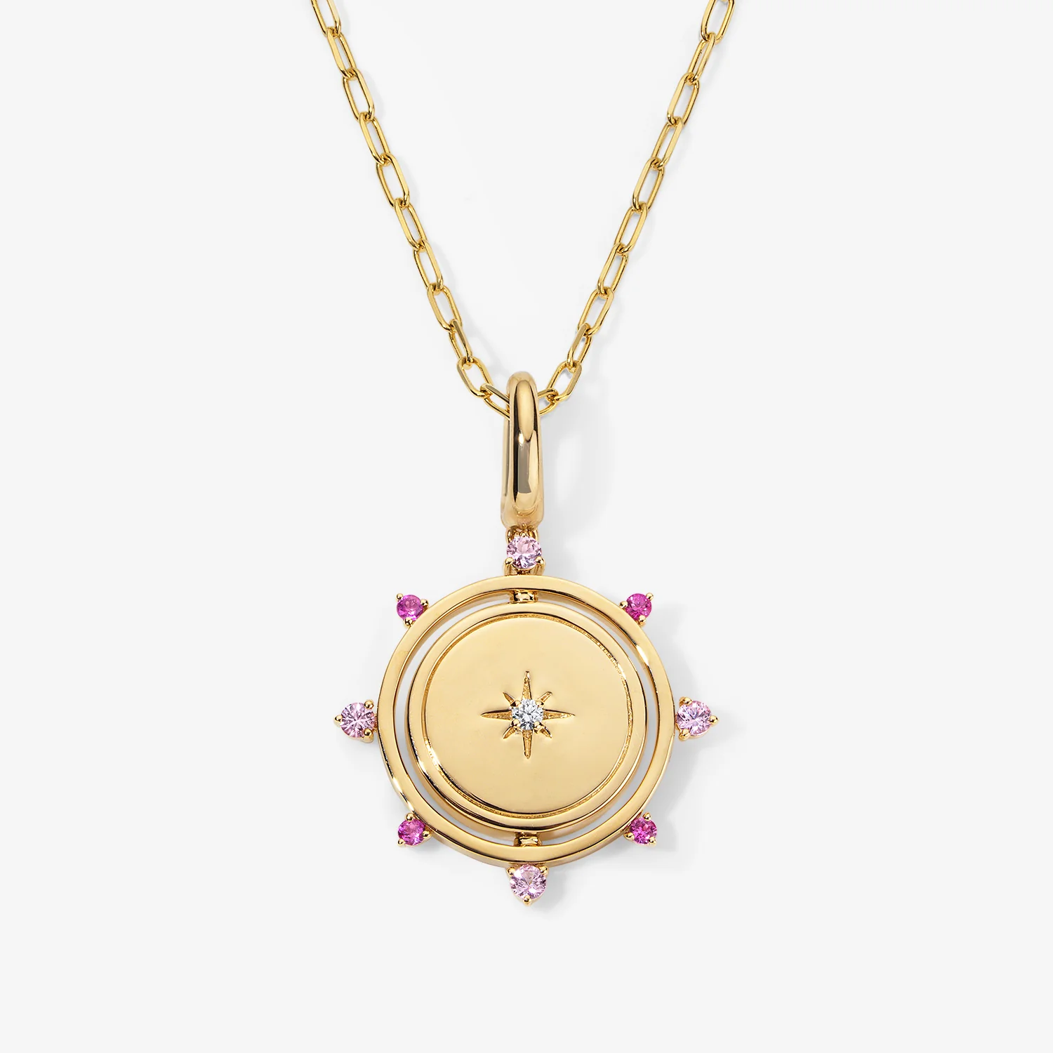 Grace Pink Sapphire Spinner Pendant - Image 2