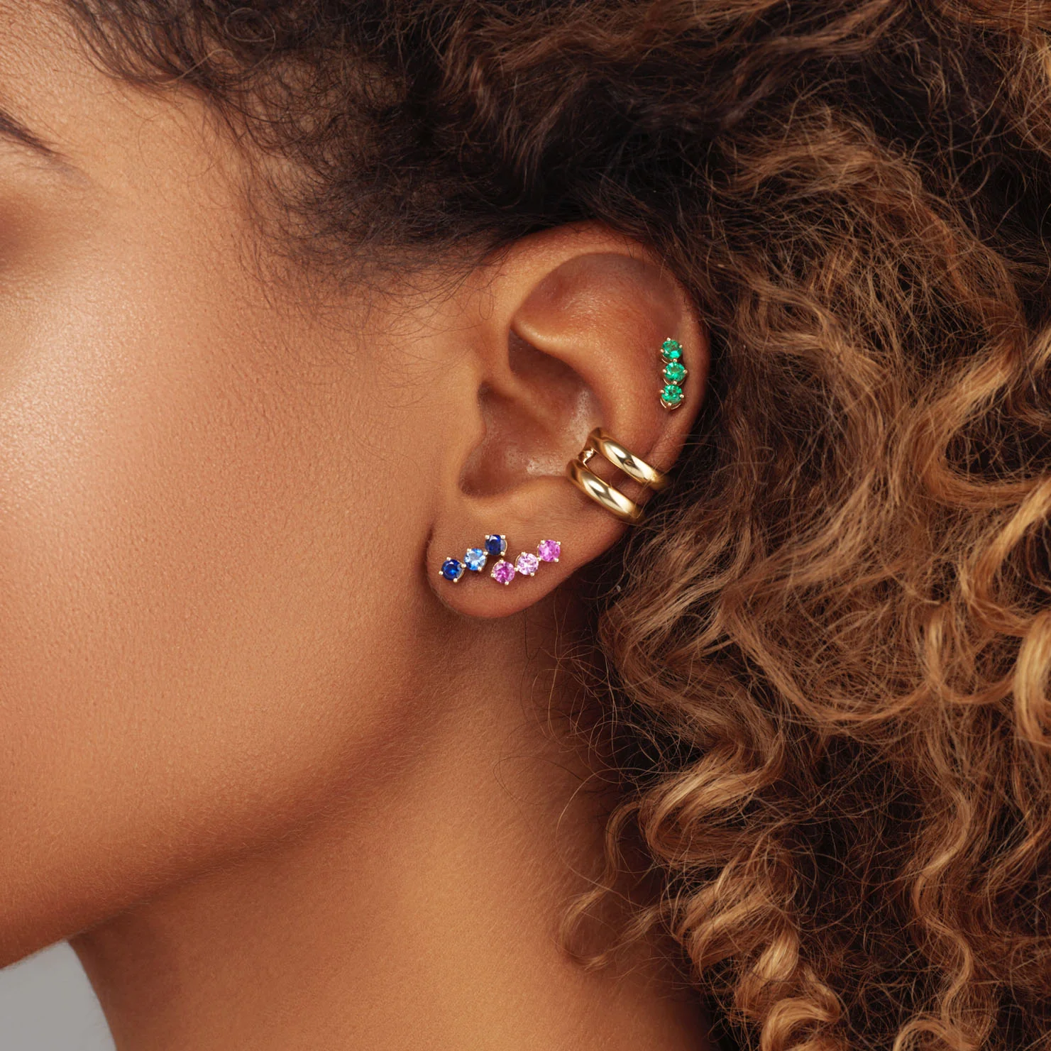 Grace Emerald Trio Studs - Image 4