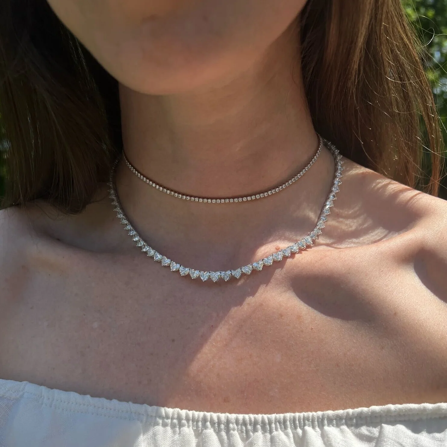 Signature Heart Shape Diamond Tennis Necklace - Image 7
