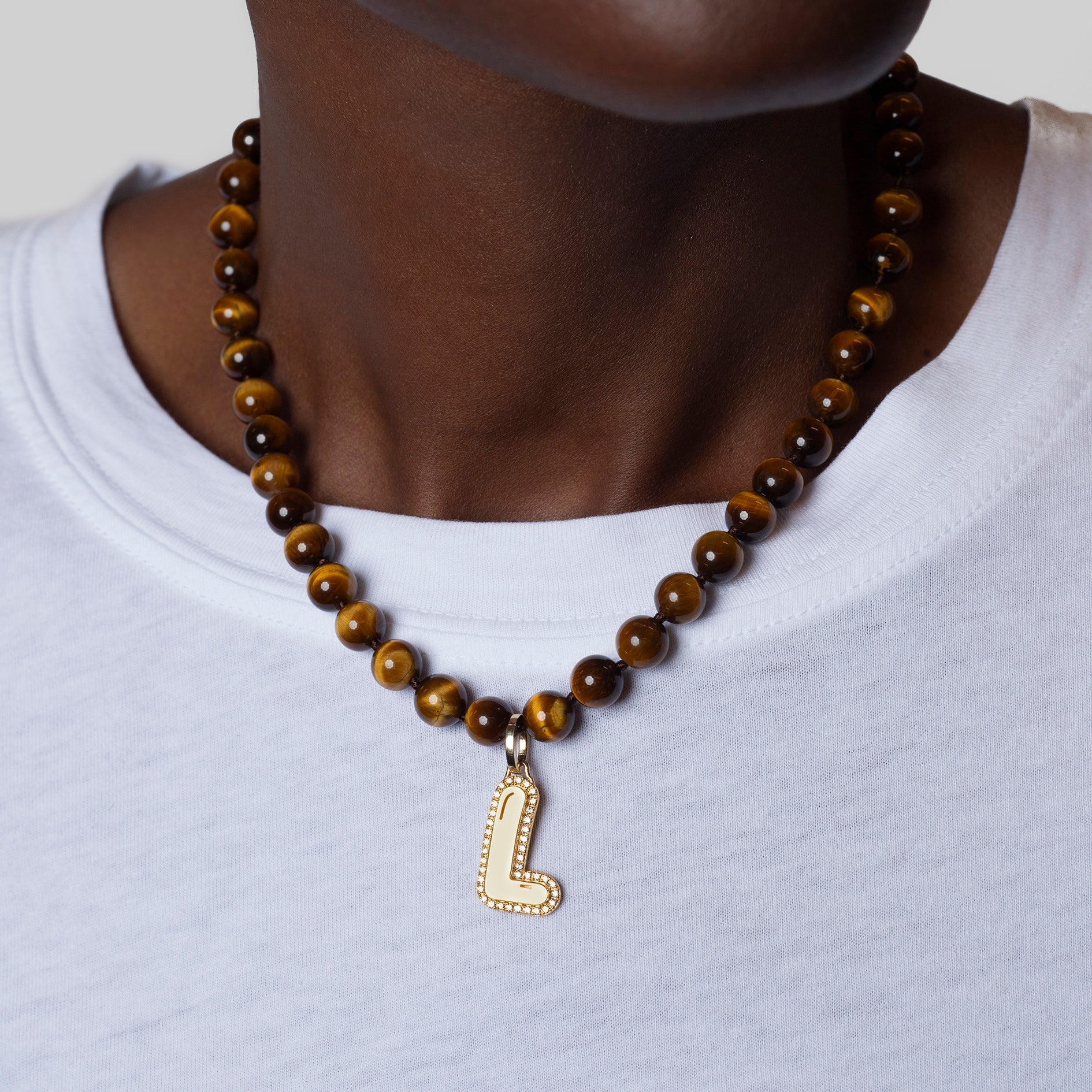 Jumbo Bubble Initial With Pave Outline Charm - Image 3