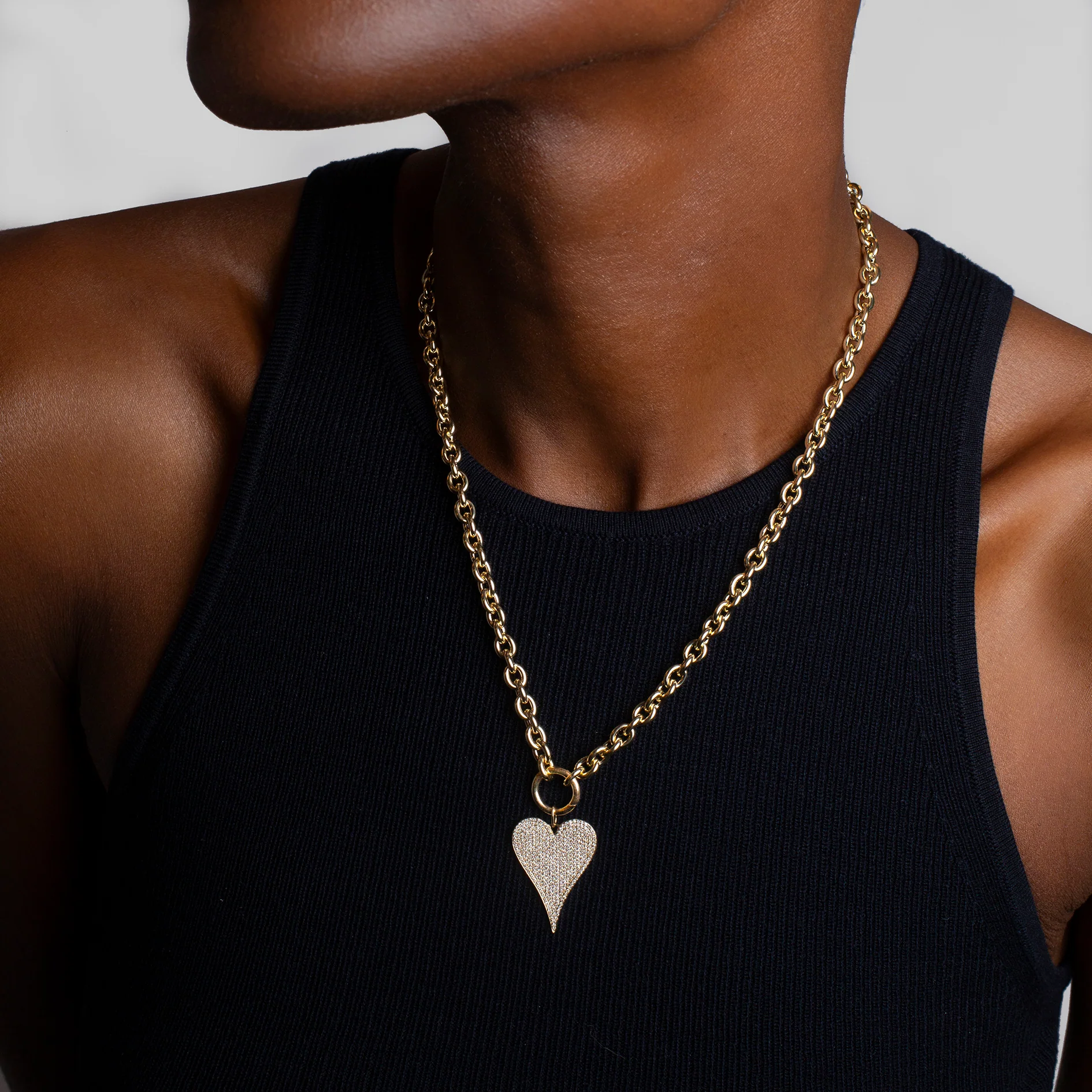 Jumbo Token Pave Heart Charm - Image 3