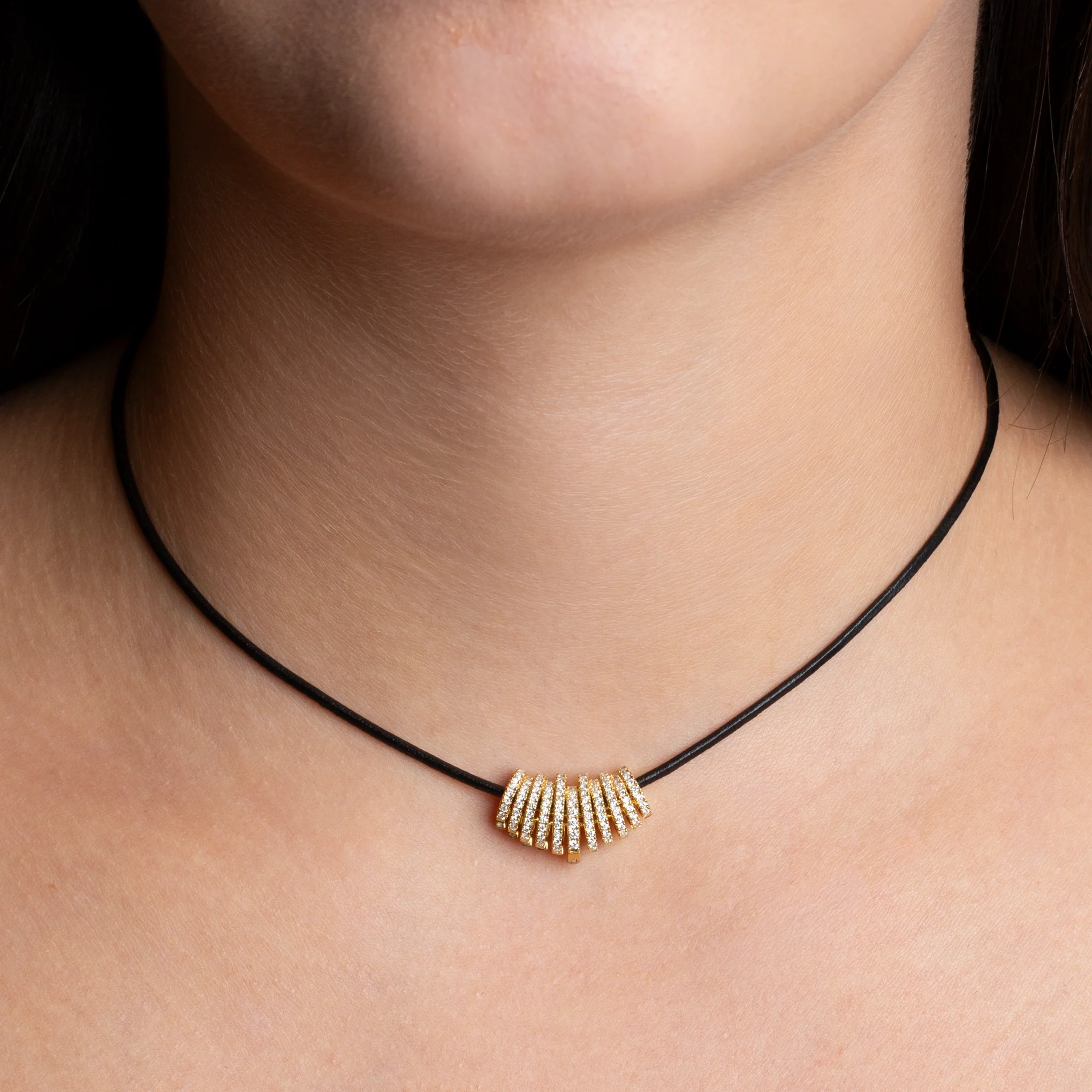 Kendall Black Satin Cord Necklace - Image 4