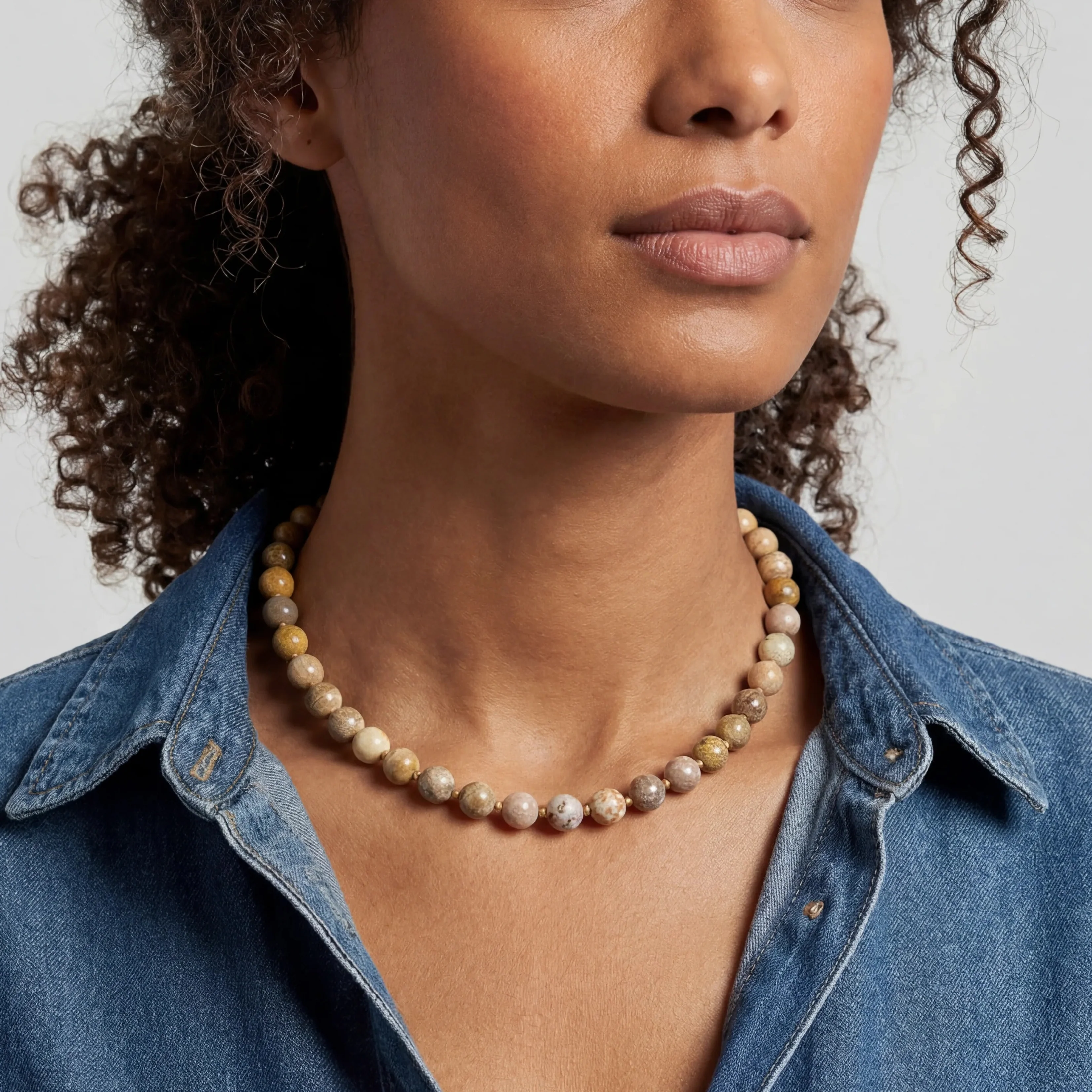Kendall Fossilized Coral Beaded Necklace - Image 2