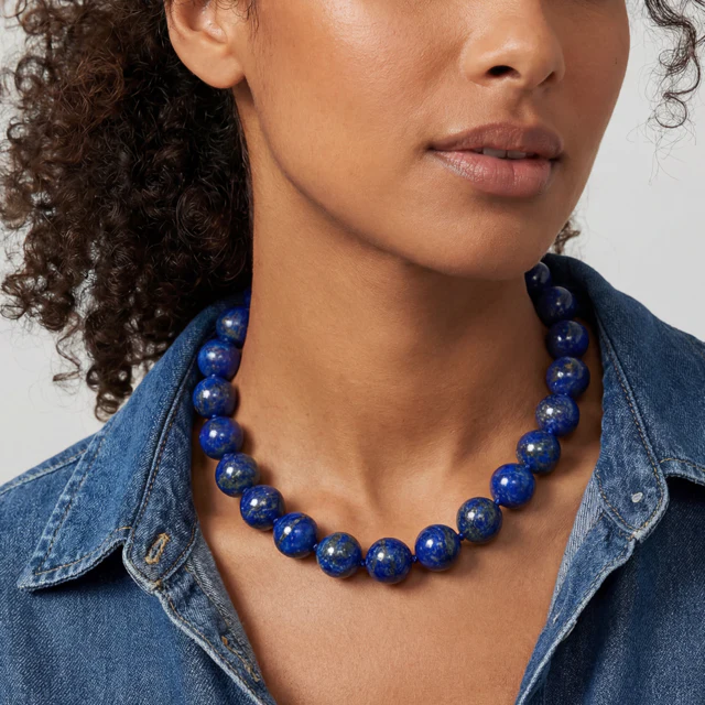 Kendall Large Lapis Beaded Necklace - Image 2