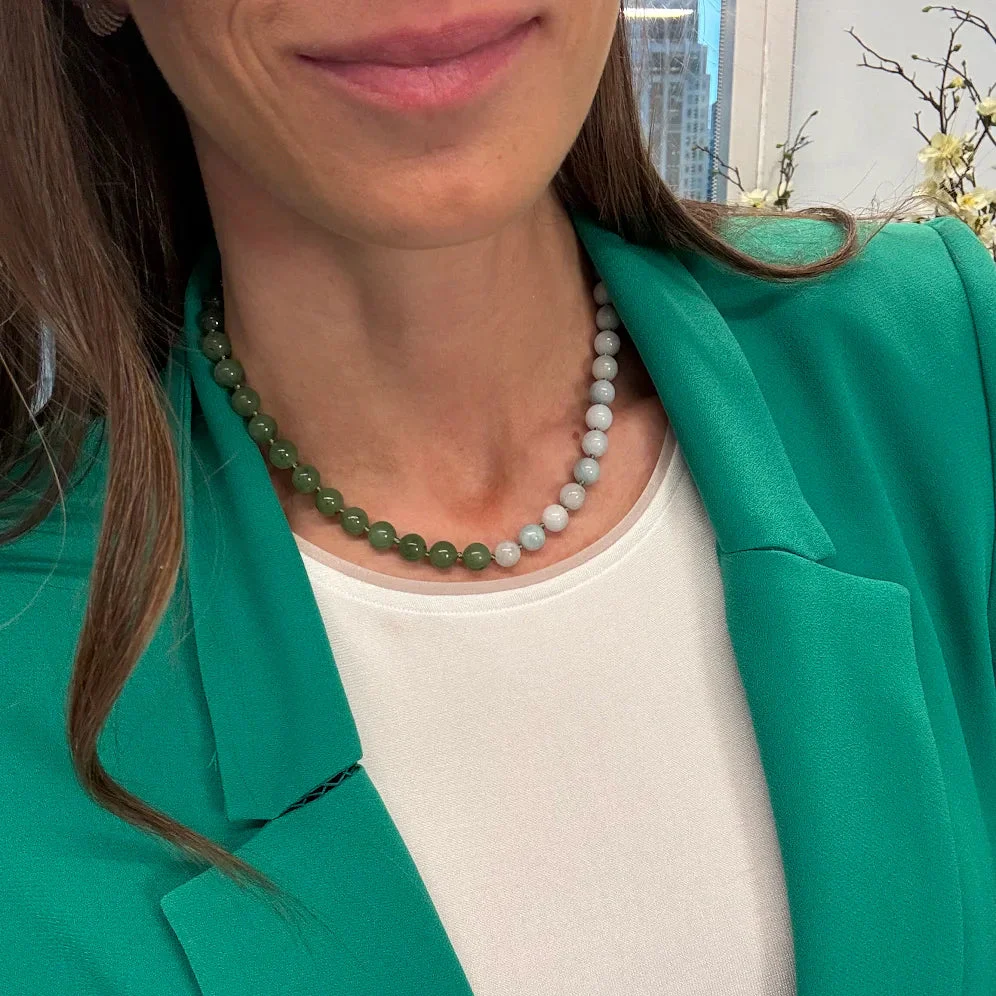 Kendall Two Tone Nephrite Jade and Jadeite Beaded Necklace - Image 3