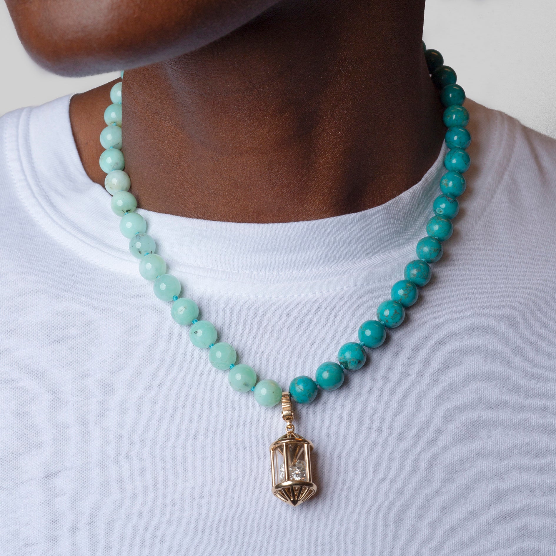 Kendall Two Tone Turquoise and Chrysoprase Beaded Necklace - Image 2