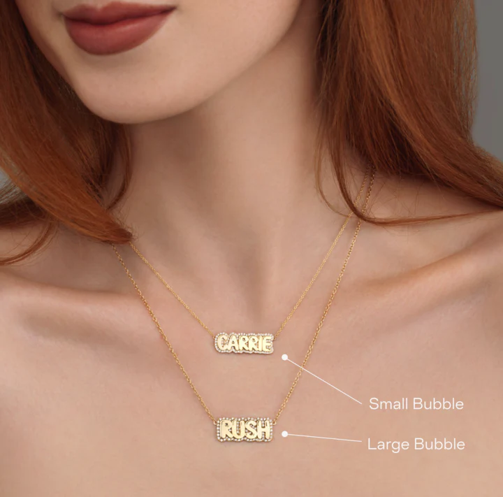 Large Bubble with Pave Outline Necklace - Image 3