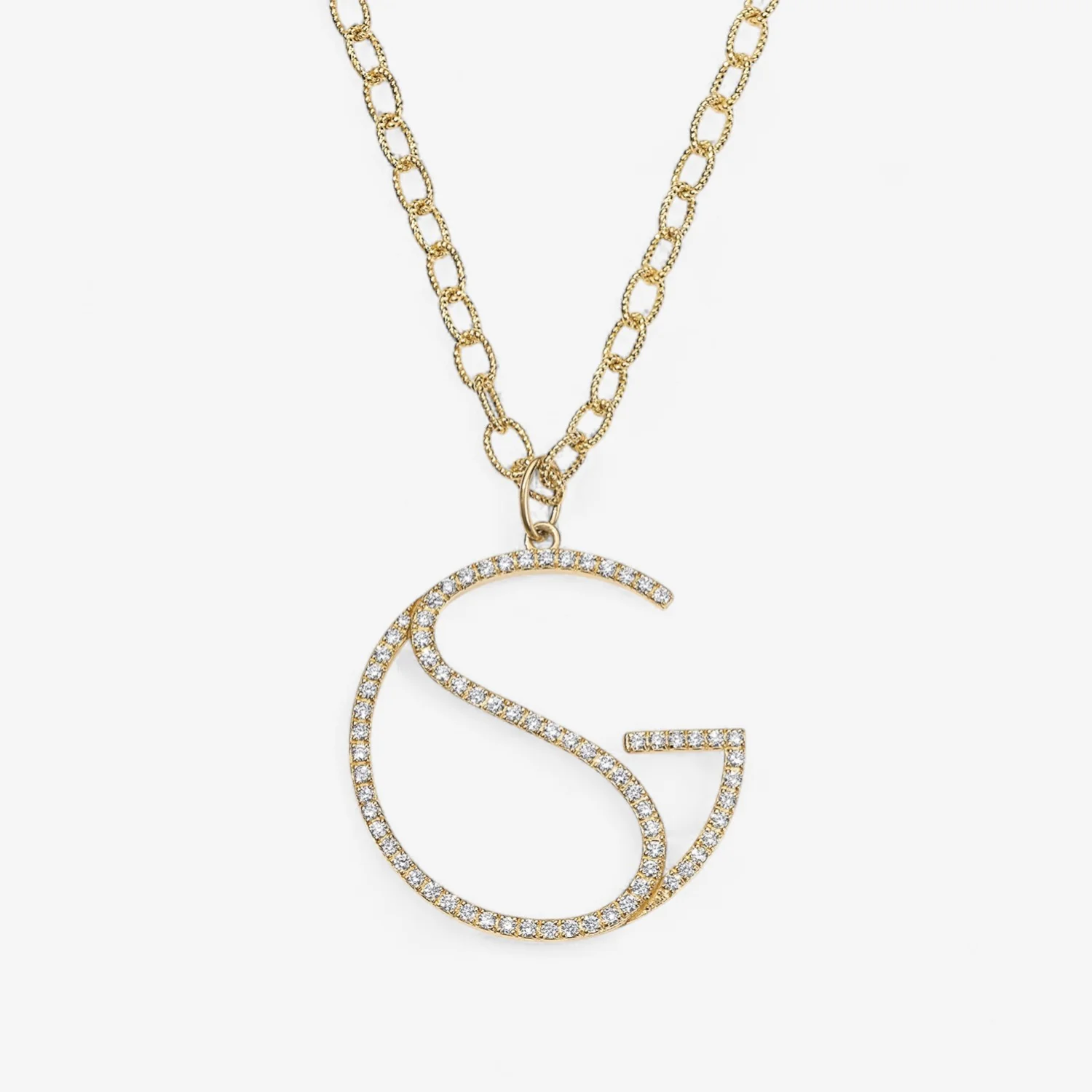 Large Diamond Hidden Initial Necklace