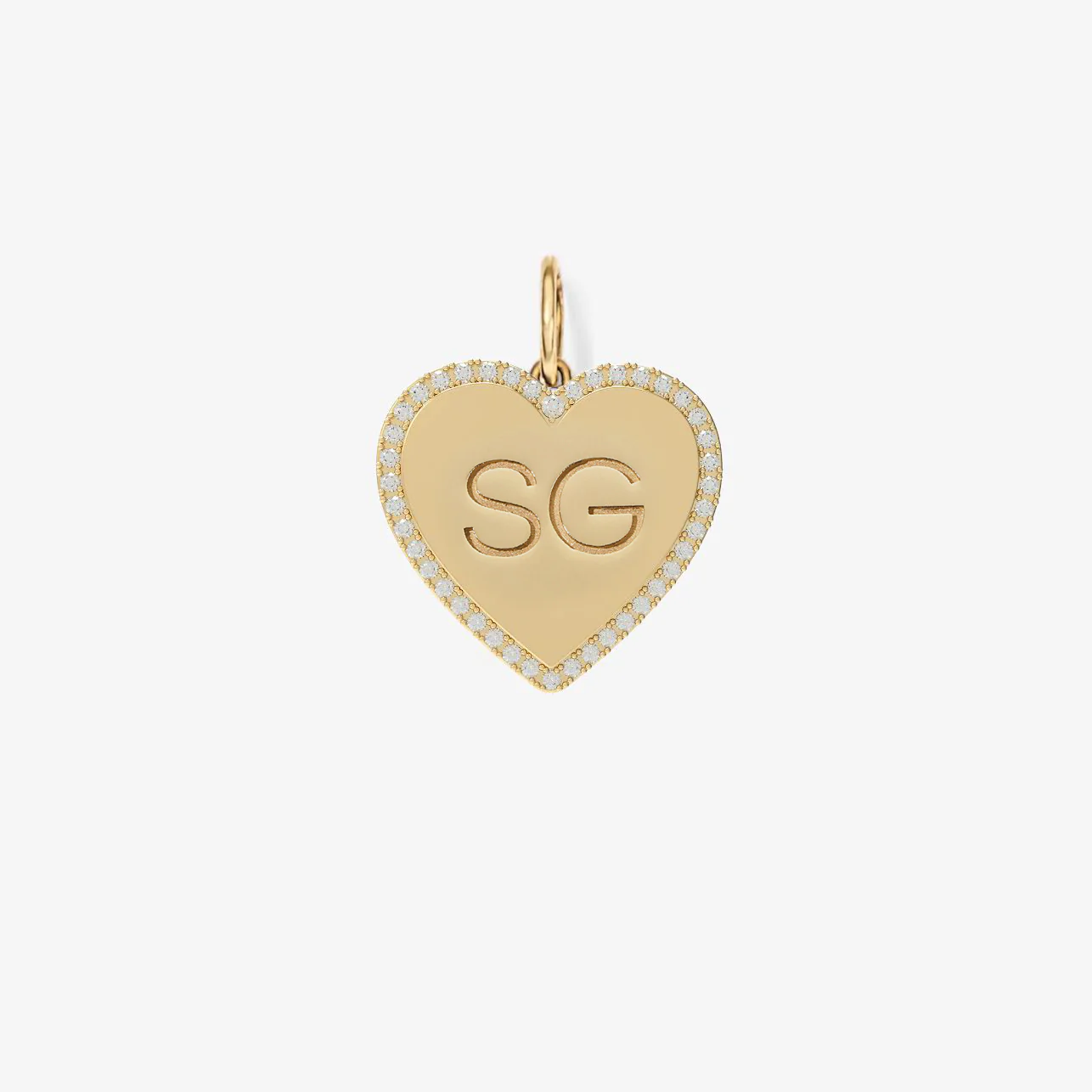 Large Heart Bubble Charm with Pave Outline
