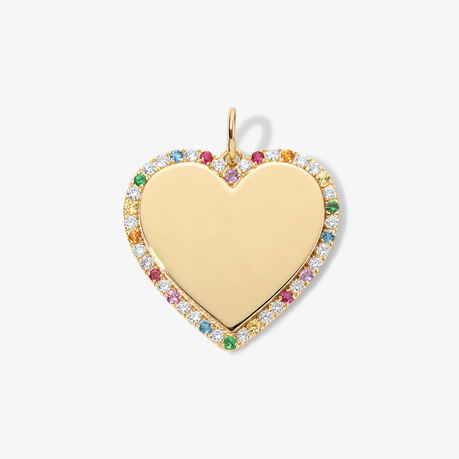 Large Heart Bubble Charm with Rainbow Pave Outline - Image 2