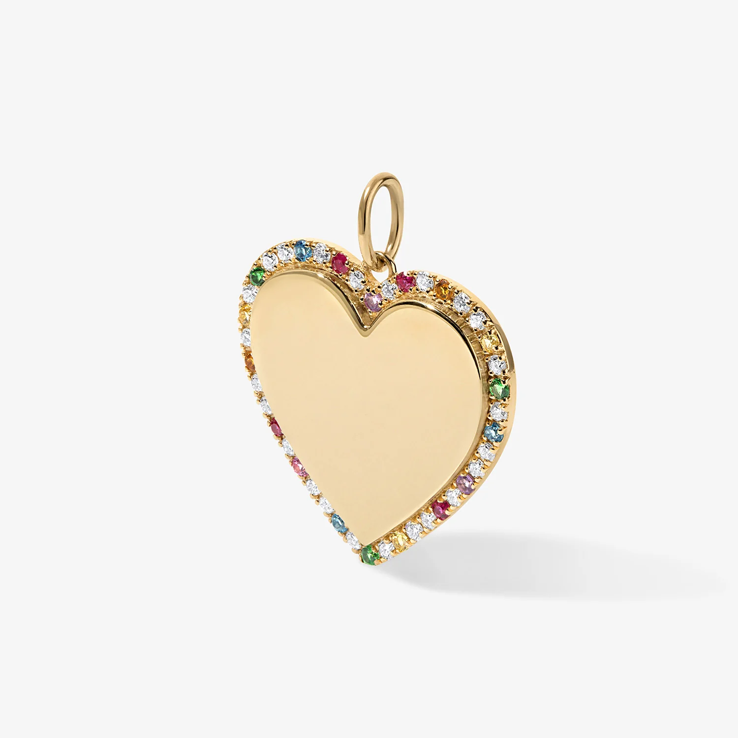 Large Heart Bubble Charm with Rainbow Pave Outline - Image 4