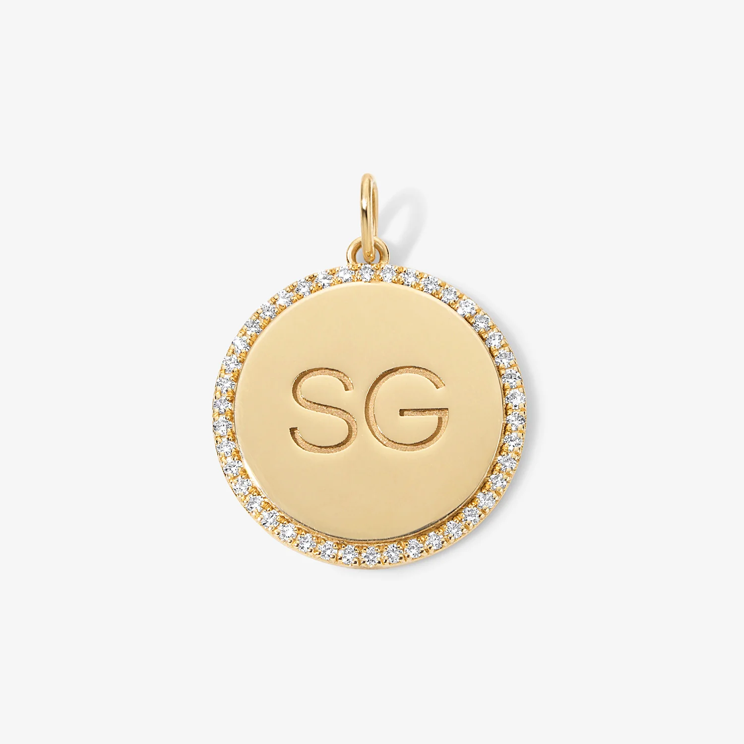 Large Round Bubble Charm with Pave Outline
