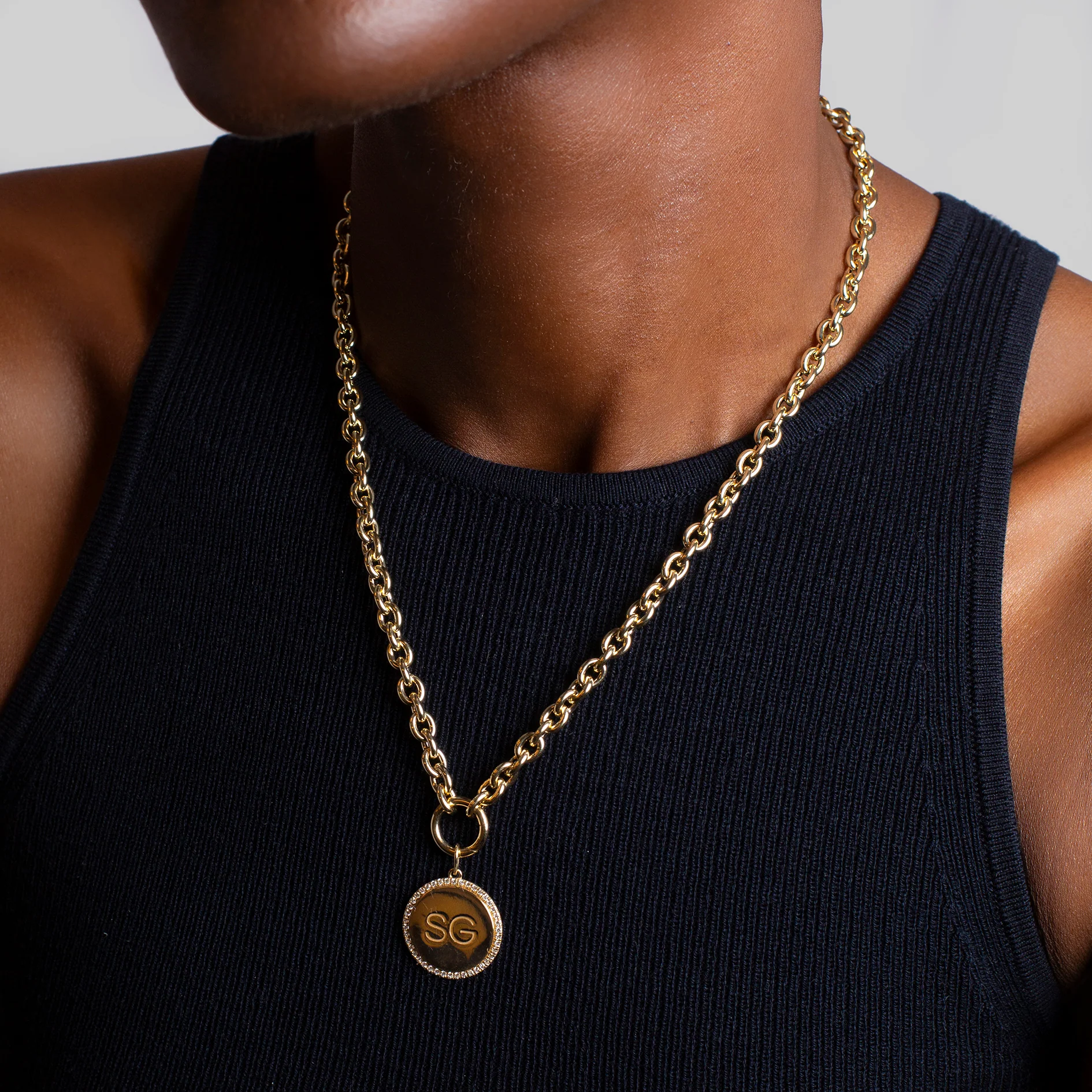 Large Round Bubble Charm with Pave Outline - Image 3