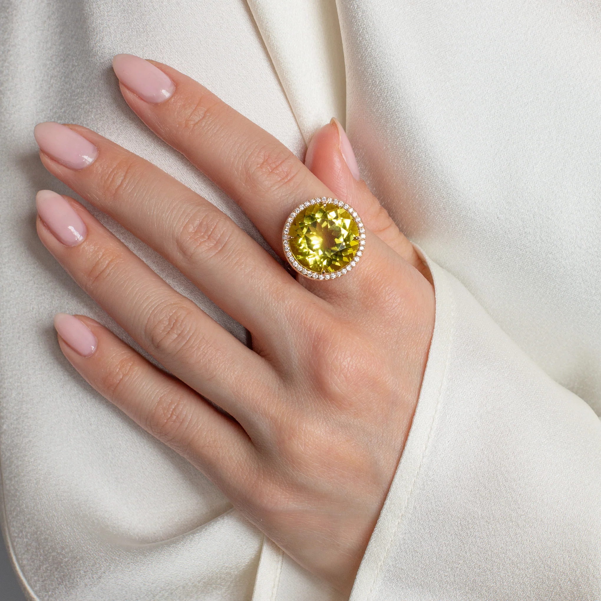 Lemon Quartz Candy Button Ring - Image 4