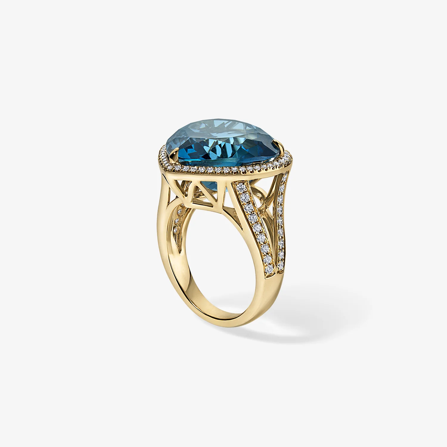 London Blue Topaz Heart Button Ring - Image 2