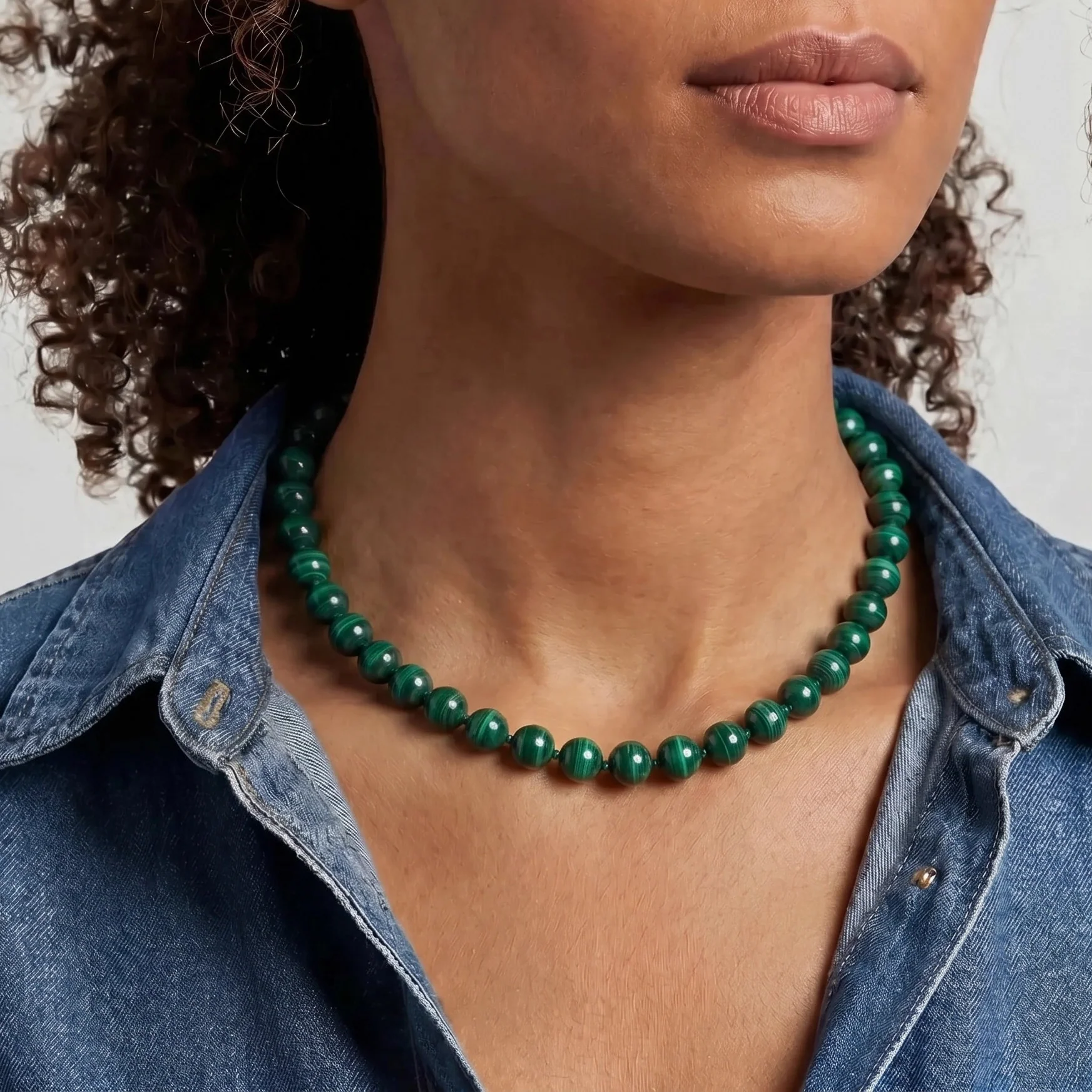 Kendall Malachite Beaded Necklace - Image 2