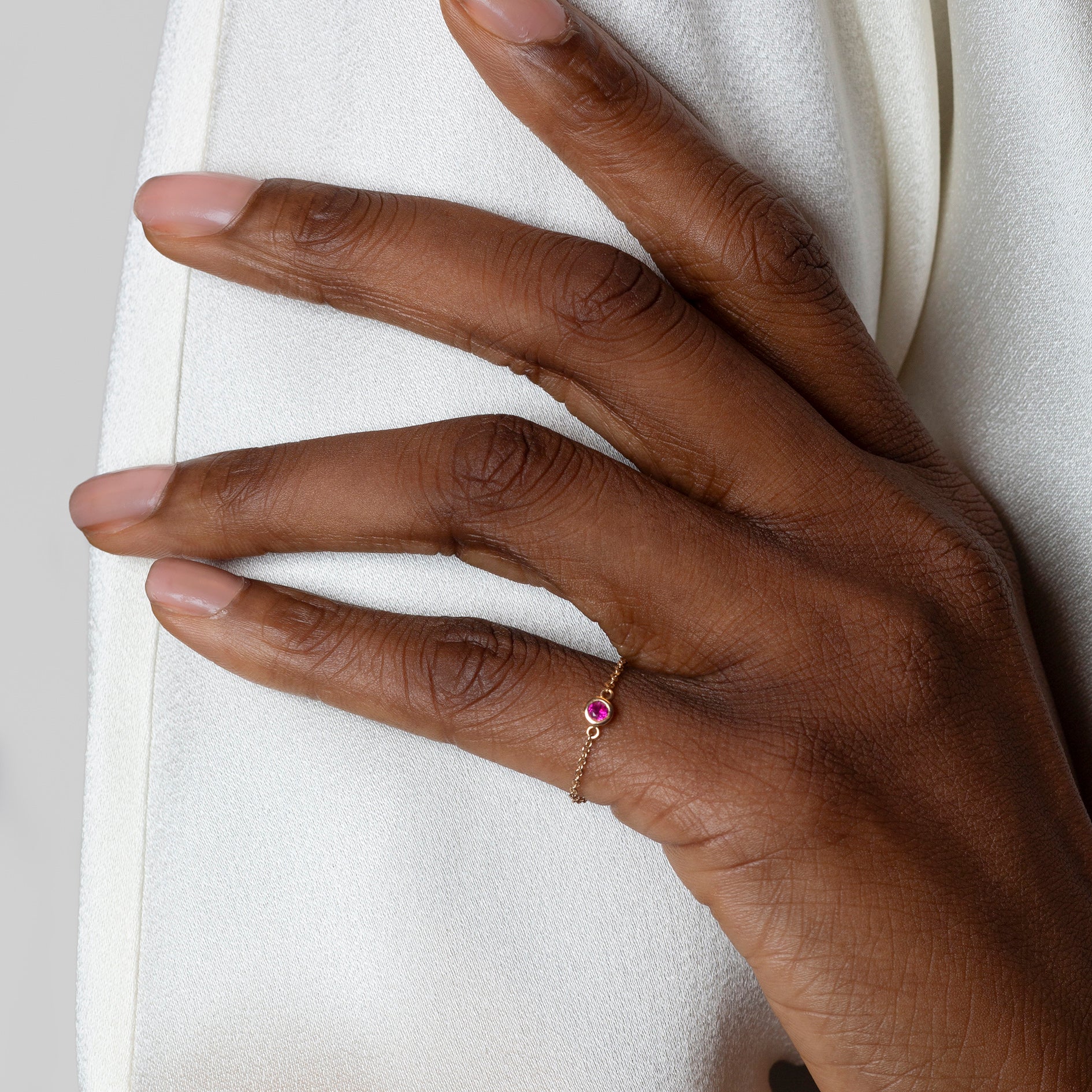 Margot Birthstone Bezel Chain Ring - Image 5