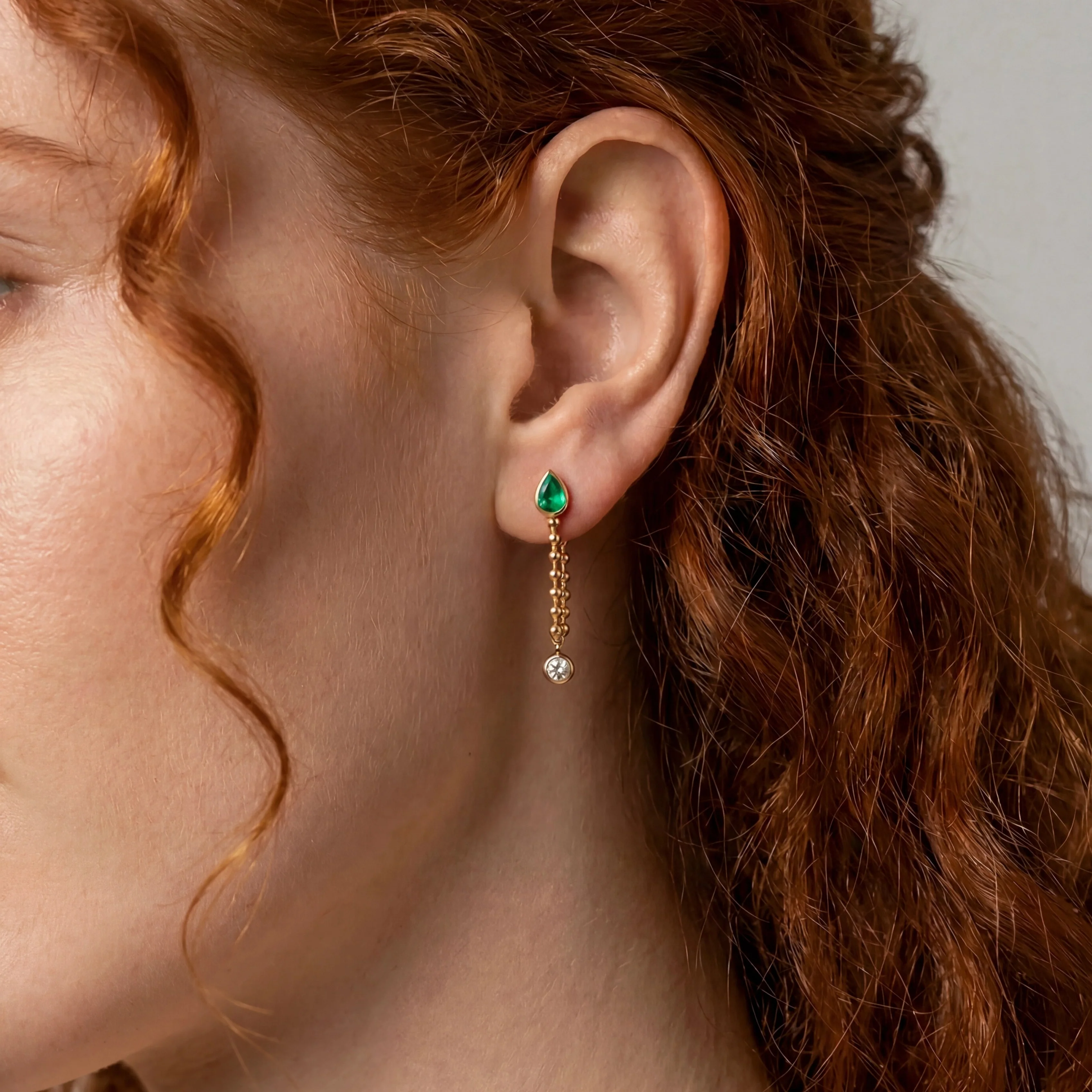 Margot Gemstone and Diamond Chain Earring - Image 2