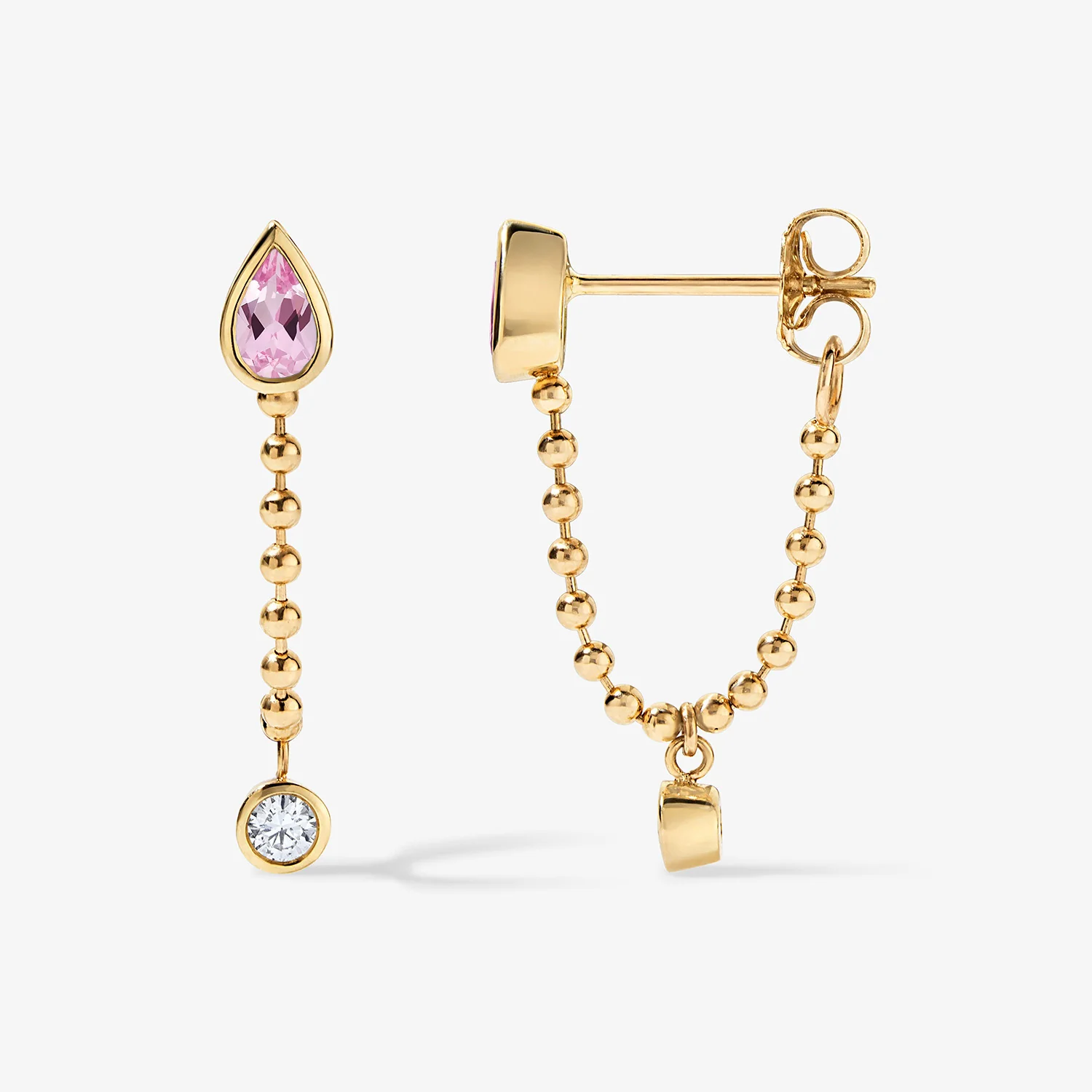 Margot Gemstone and Diamond Chain Earring - Image 3