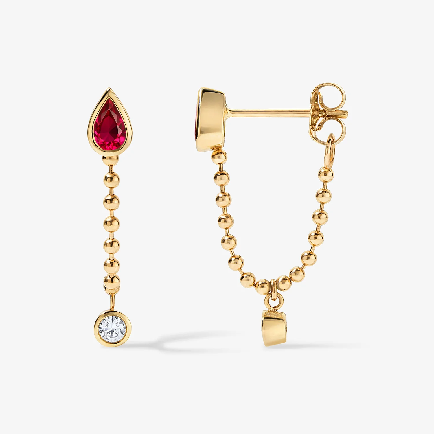 Margot Gemstone and Diamond Chain Earring - Image 4