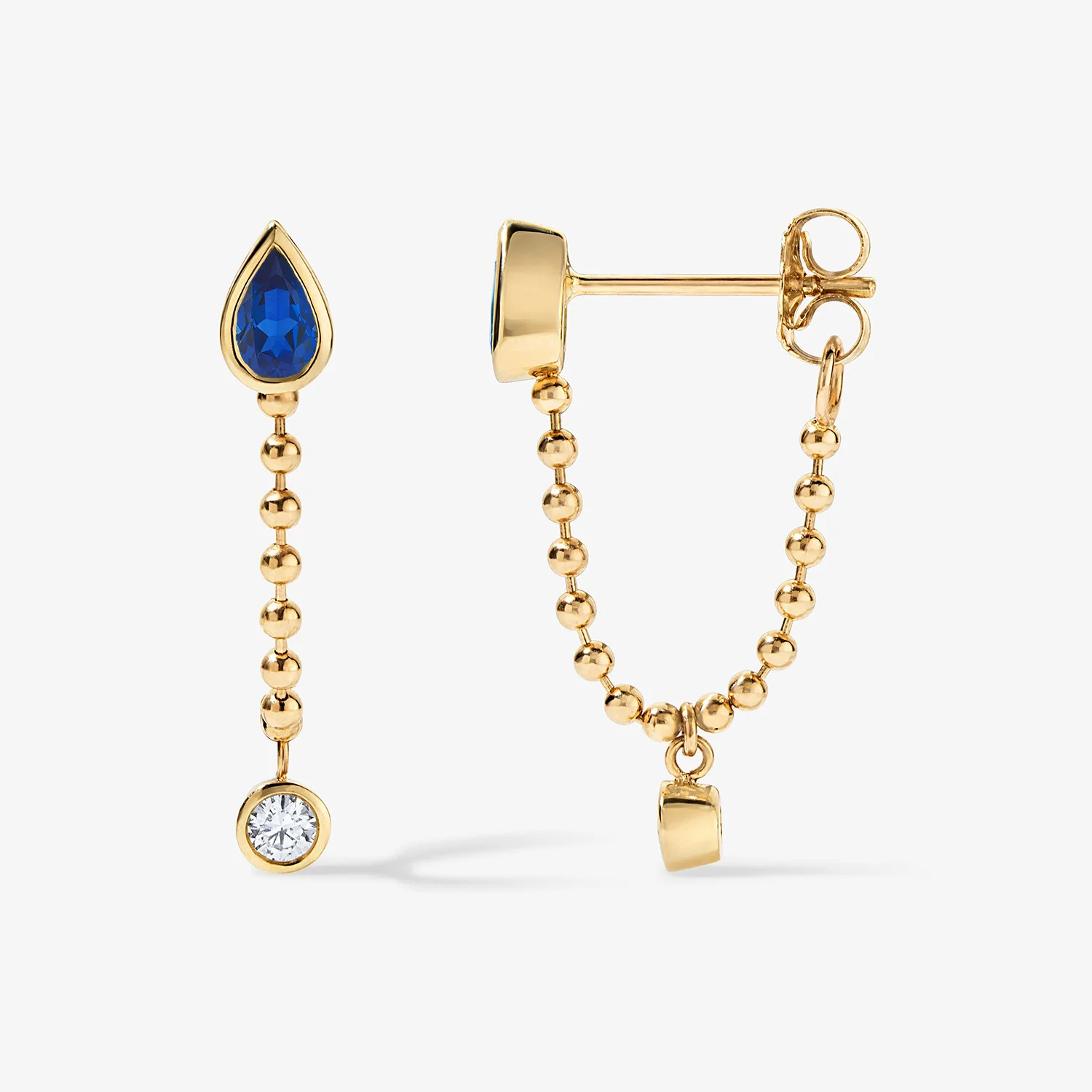 Margot Gemstone and Diamond Chain Earring - Image 6