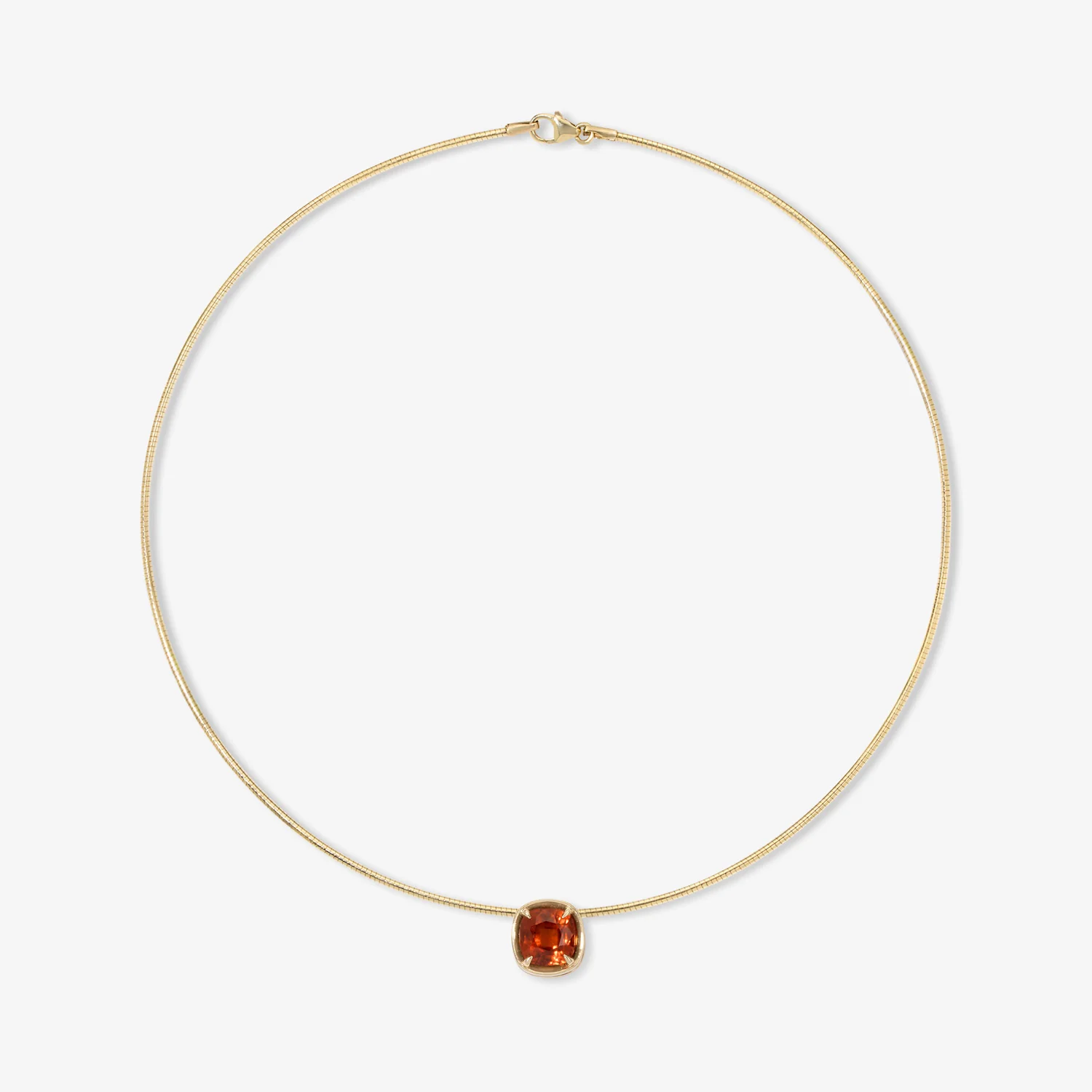 Margot Hessonite Orange Garnet Cushion Cut On Omega Chain Necklace