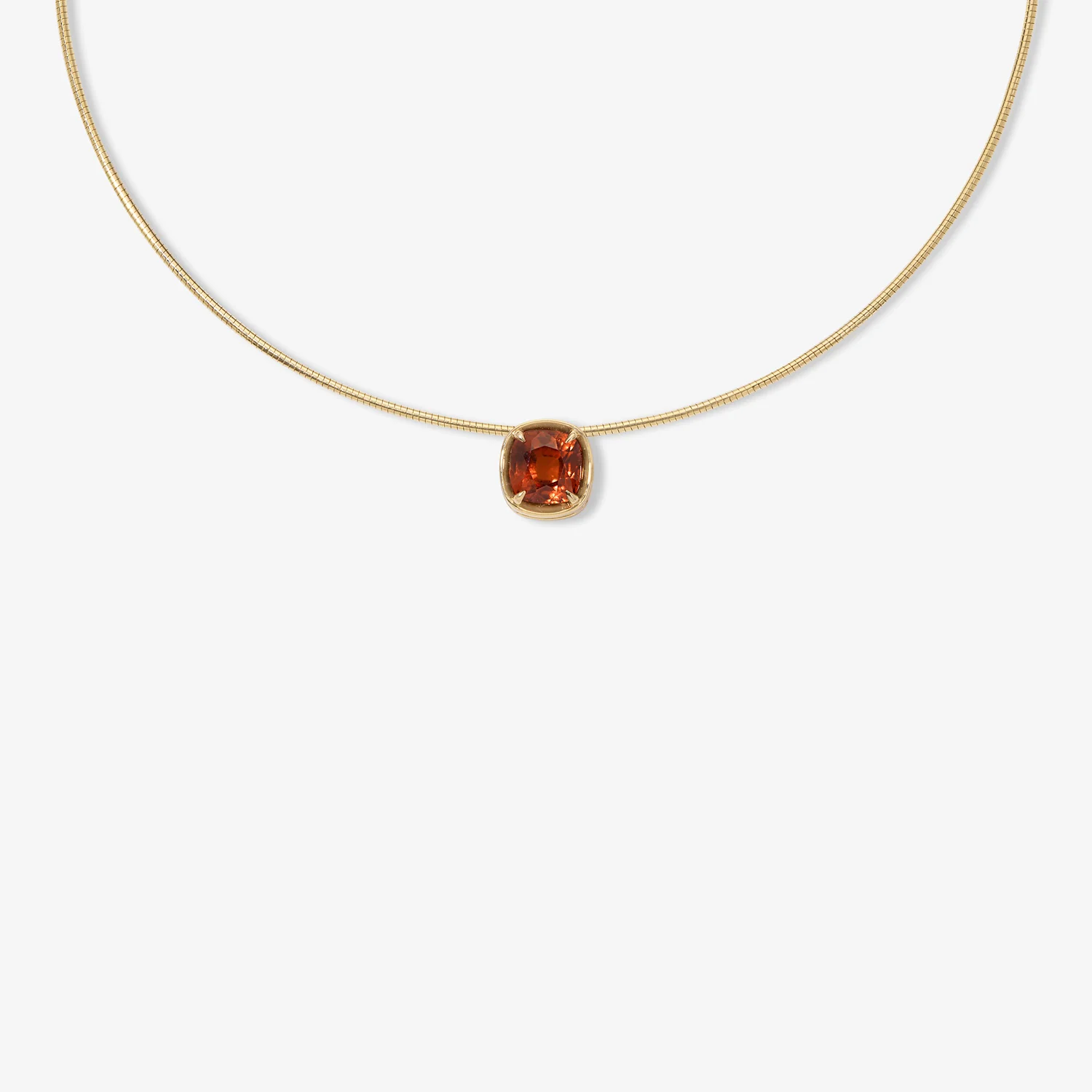 Margot Hessonite Orange Garnet Cushion Cut On Omega Chain Necklace - Image 2
