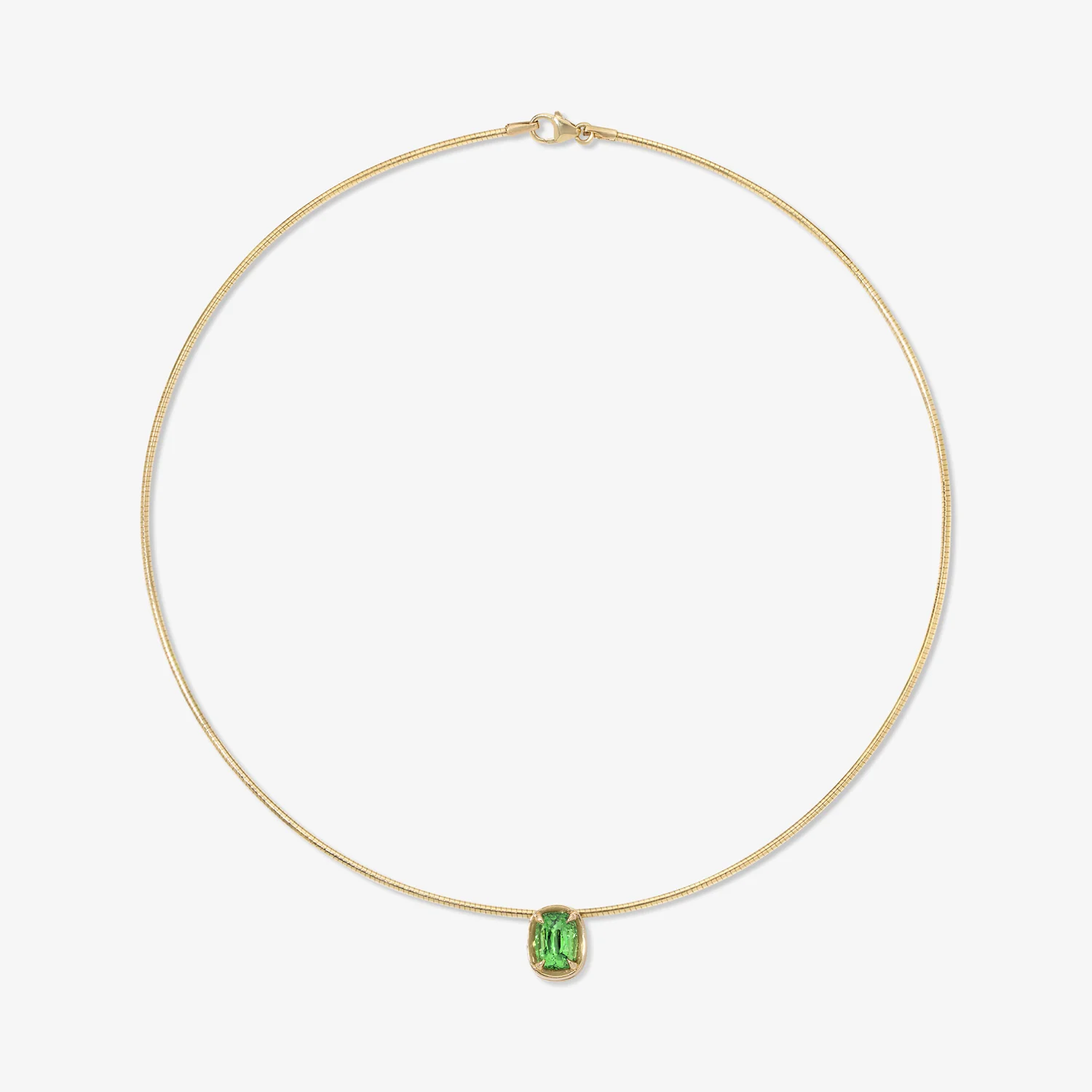 Margot Tsavorite Cushion Cut On Omega Chain Necklace