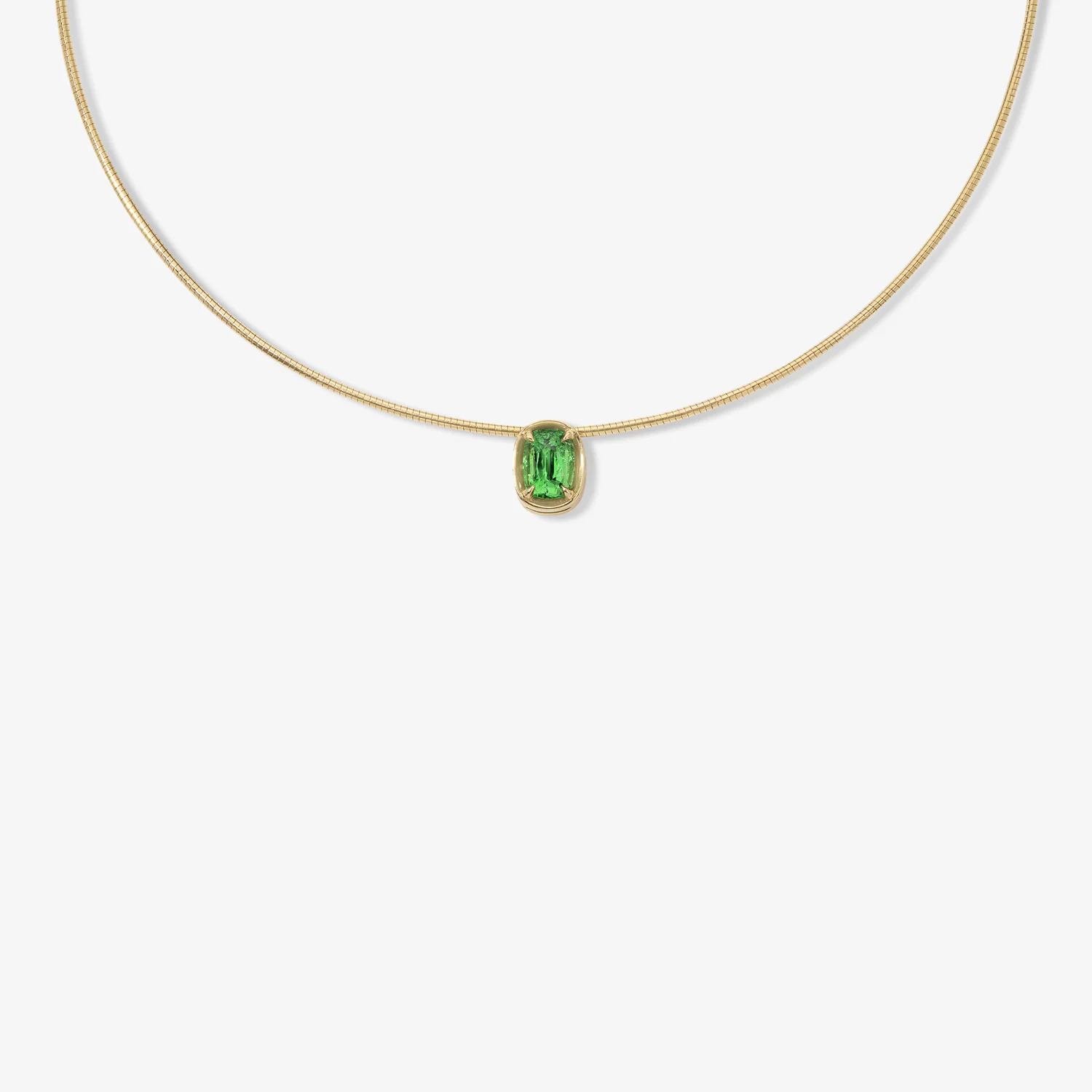 Margot Tsavorite Cushion Cut On Omega Chain Necklace - Image 2