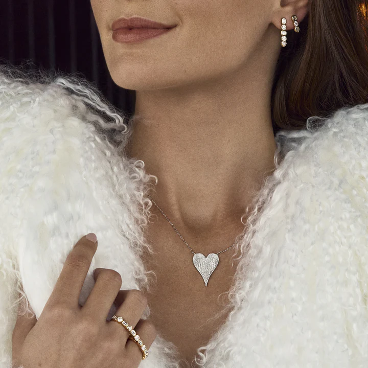 Medium Token Pave Heart Necklace - Image 4