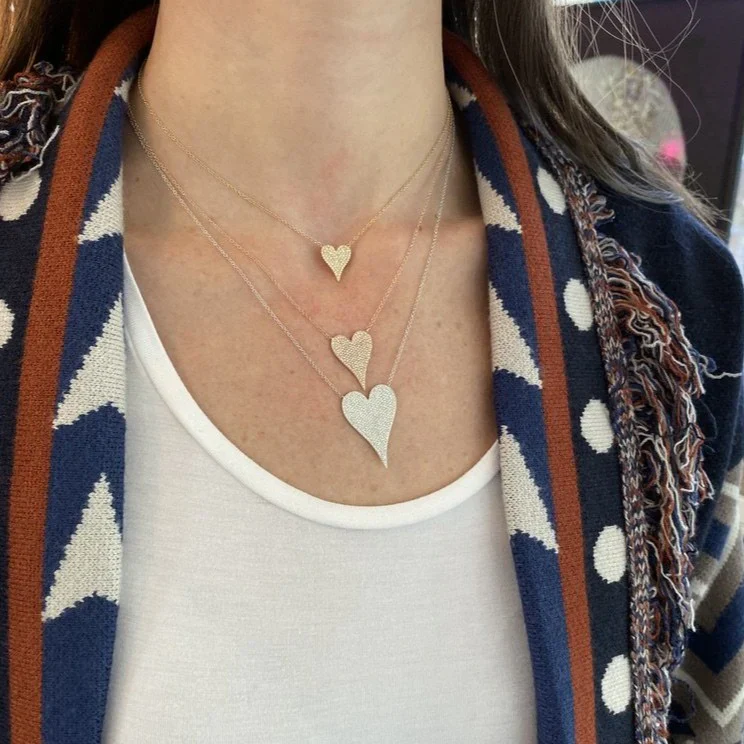 Medium Token Pave Heart Necklace - Image 5