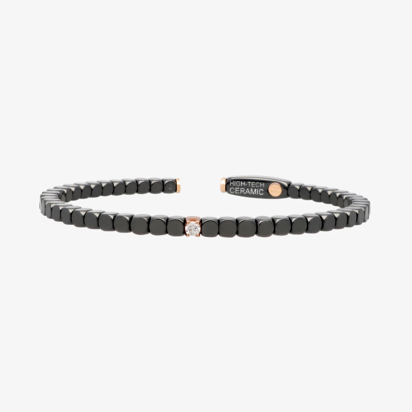 Men's Matte Black Ceramic Dado Bracelet with Single Diamond - Image 3