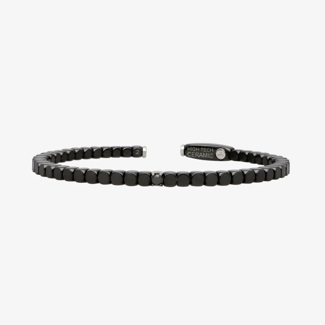Men's Matte Black Ceramic Dado Bracelet with Single Diamond - Image 4