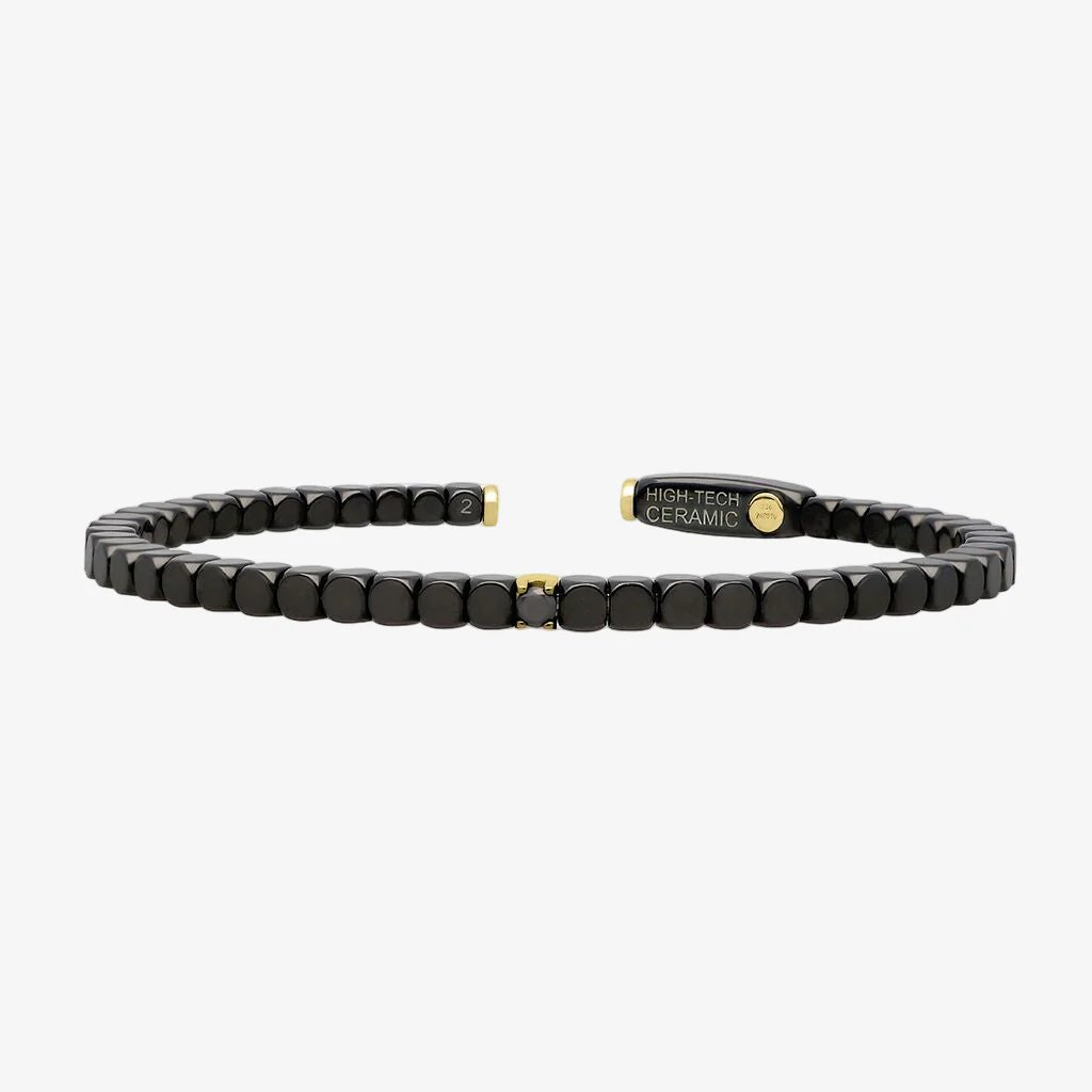 Men's Matte Black Ceramic Dado Bracelet with Single Diamond - Image 5