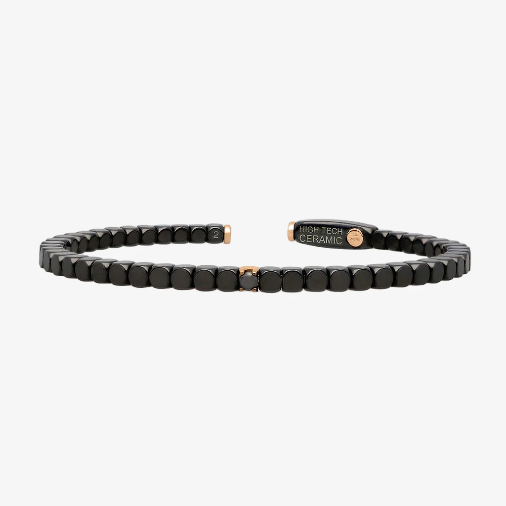 Men's Matte Black Ceramic Dado Bracelet with Single Diamond - Image 6