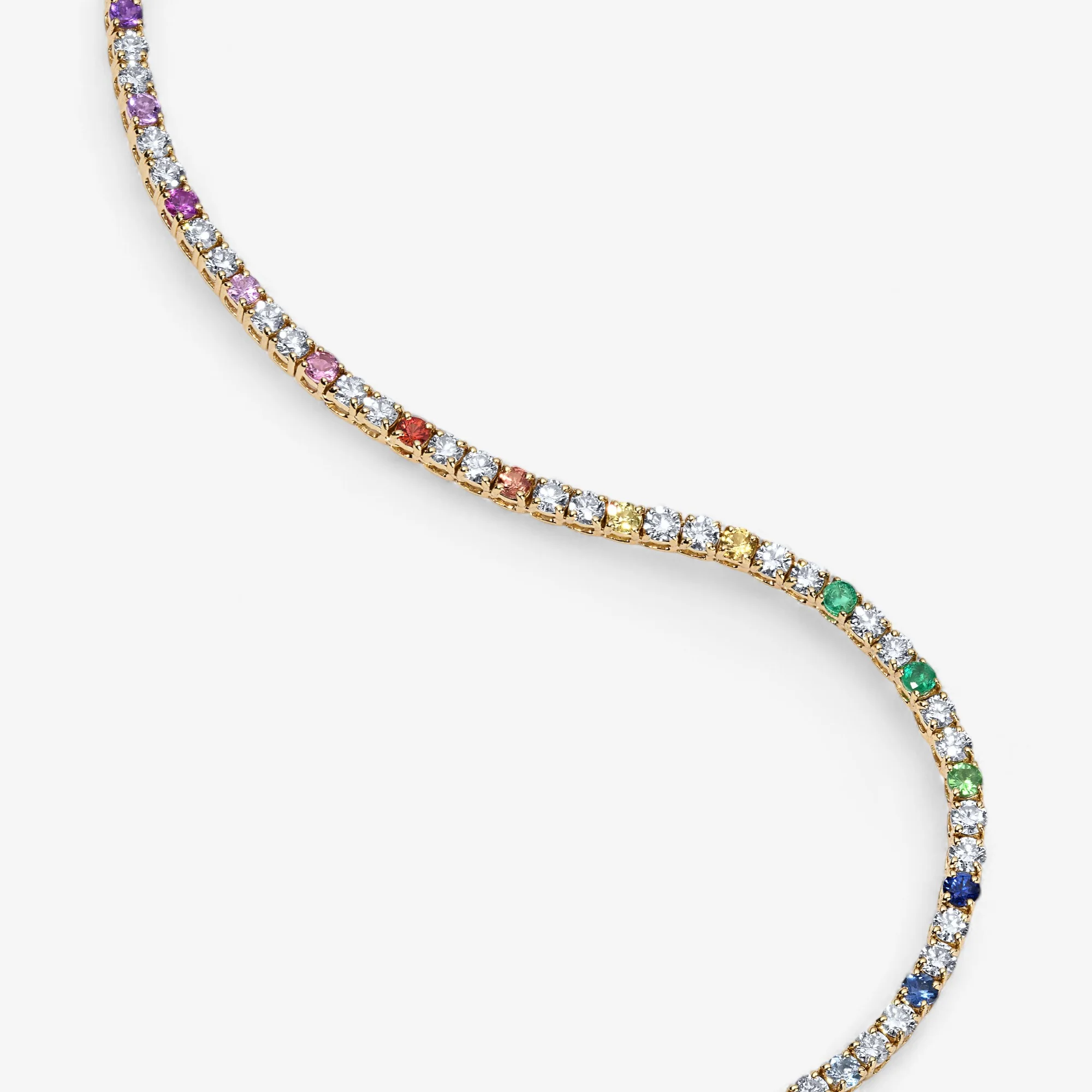 Signature Mini Rainbow Sapphire and Diamond Tennis Necklace - Image 4